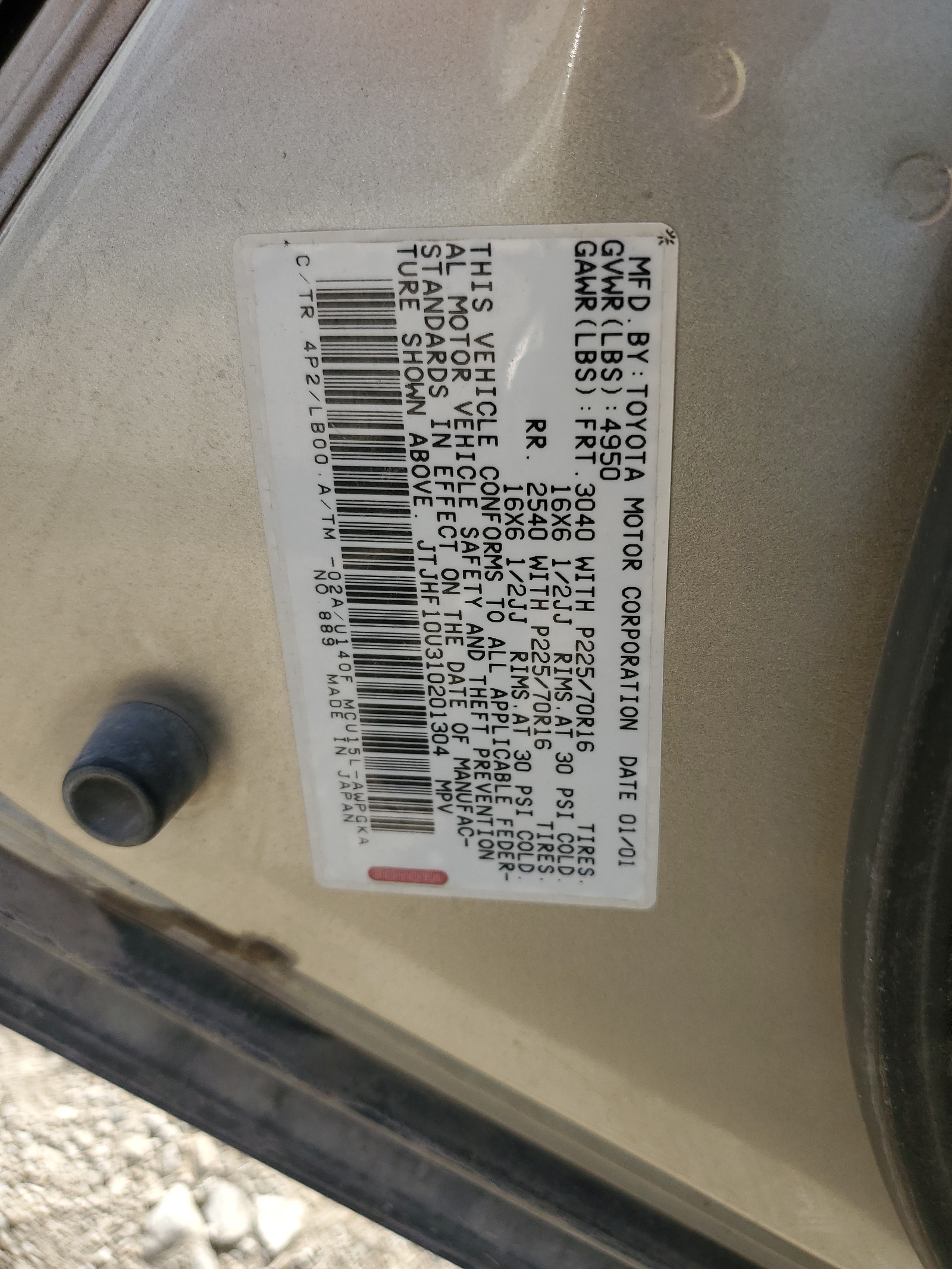 JTJHF10U310201304 2001 Lexus Rx 300