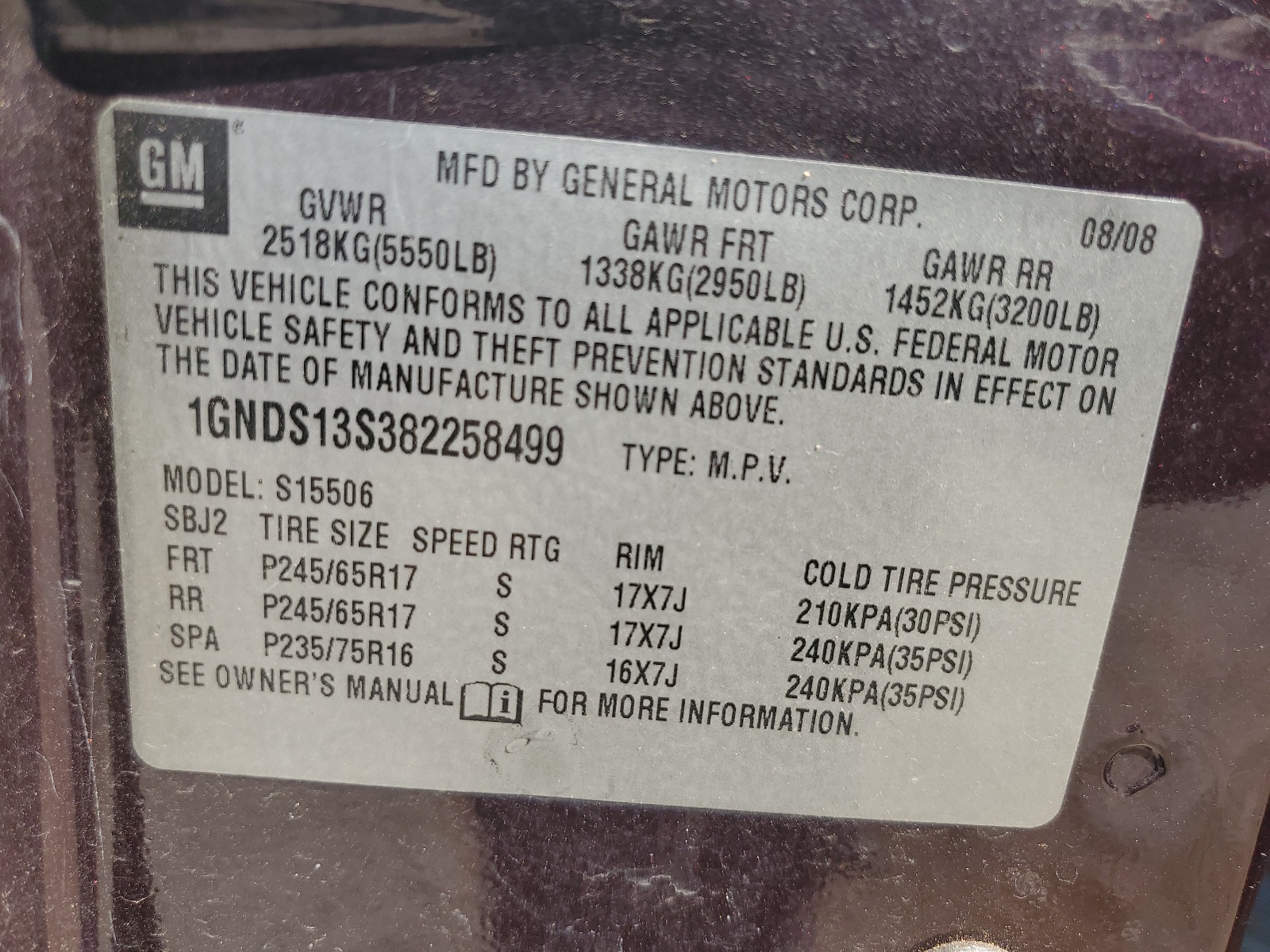 1GNDS13S382258499 2008 Chevrolet Trailblazer Ls