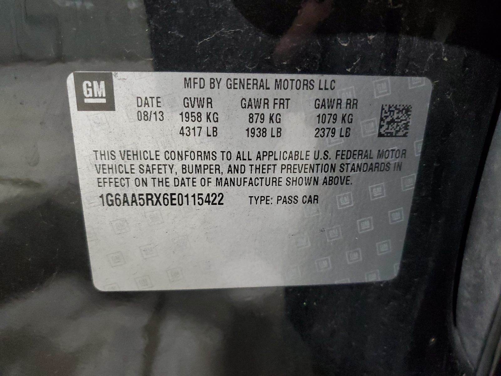 1G6AA5RX6E0115422 2014 Cadillac Ats