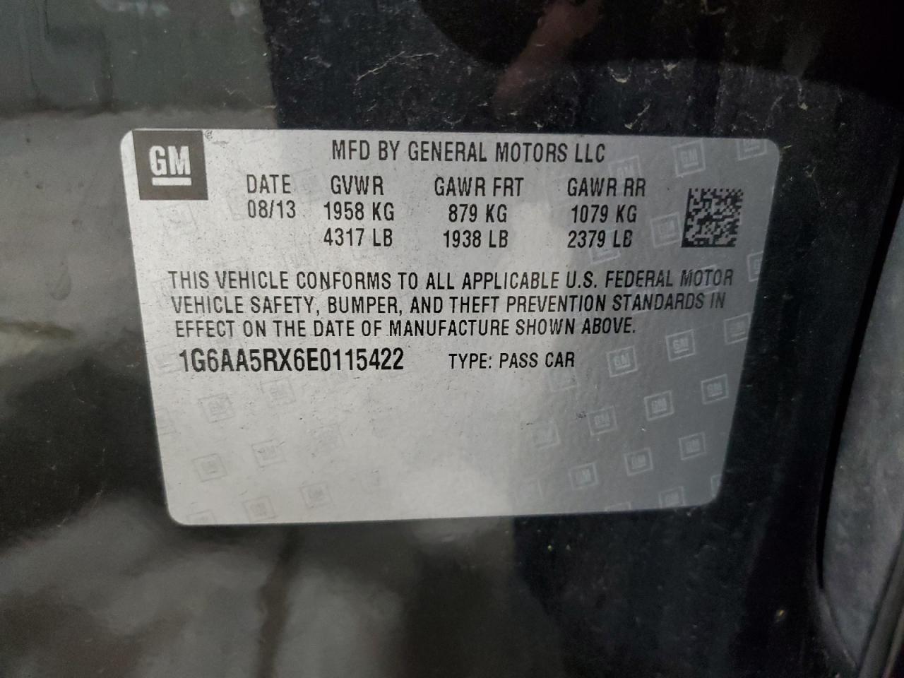 2014 Cadillac Ats VIN: 1G6AA5RX6E0115422 Lot: 62085784