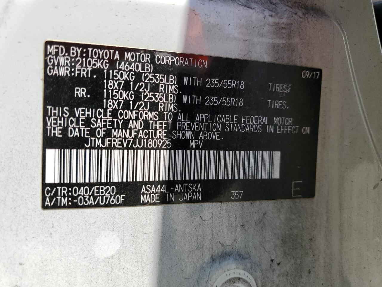 2018 Toyota Rav4 Se VIN: JTMJFREV7JJ180925 Lot: 63512194