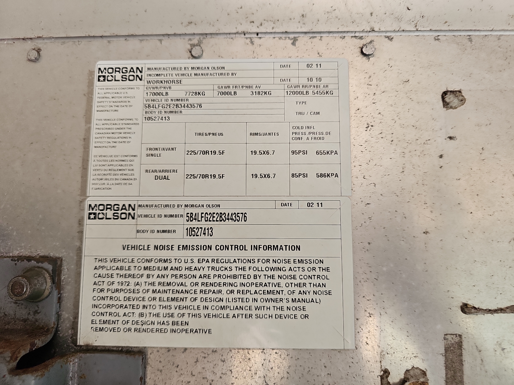 5B4LFG2E2B3443576 2011 Workhorse Custom Chassis Commercial Chassis W62