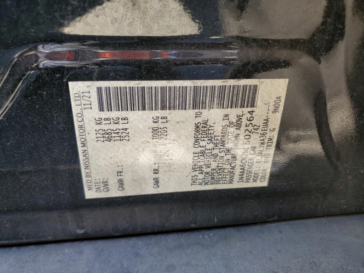 2022 Nissan Maxima Sv VIN: 1N4AA6CV2NC502564 Lot: 61158464