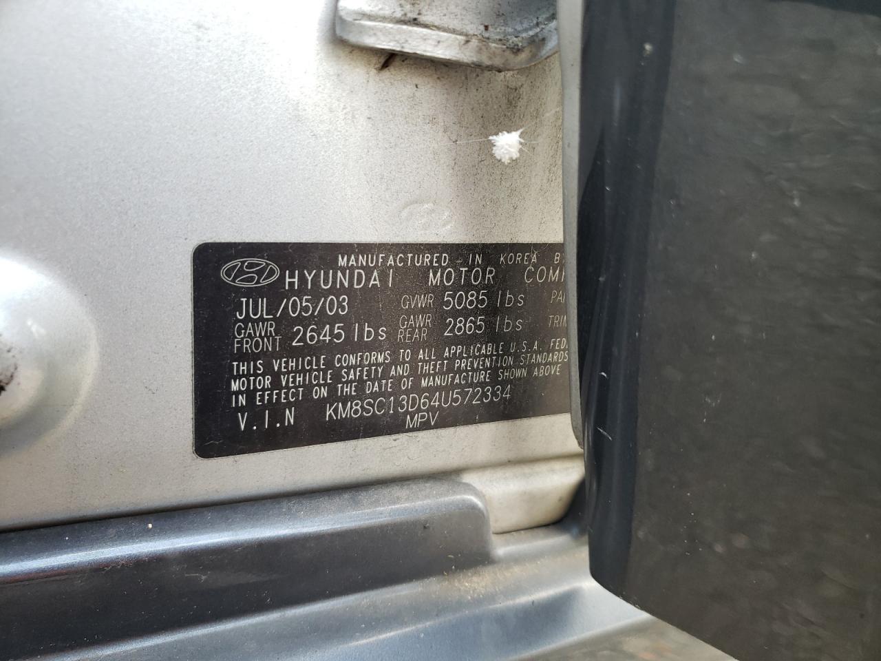 2004 Hyundai Santa Fe Gls VIN: KM8SC13D64U572334 Lot: 62426834