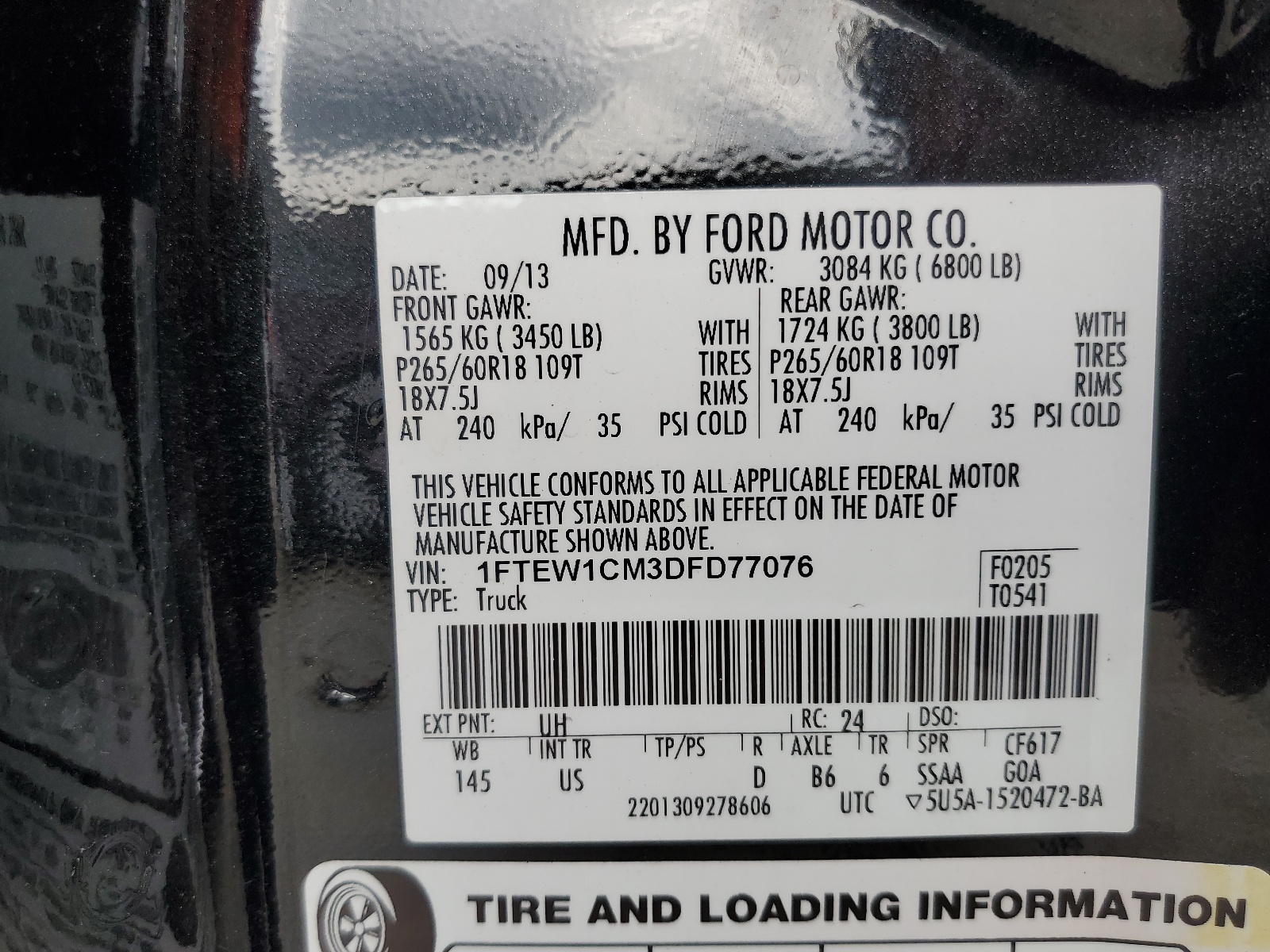 1FTEW1CM3DFD77076 2013 Ford F150 Supercrew