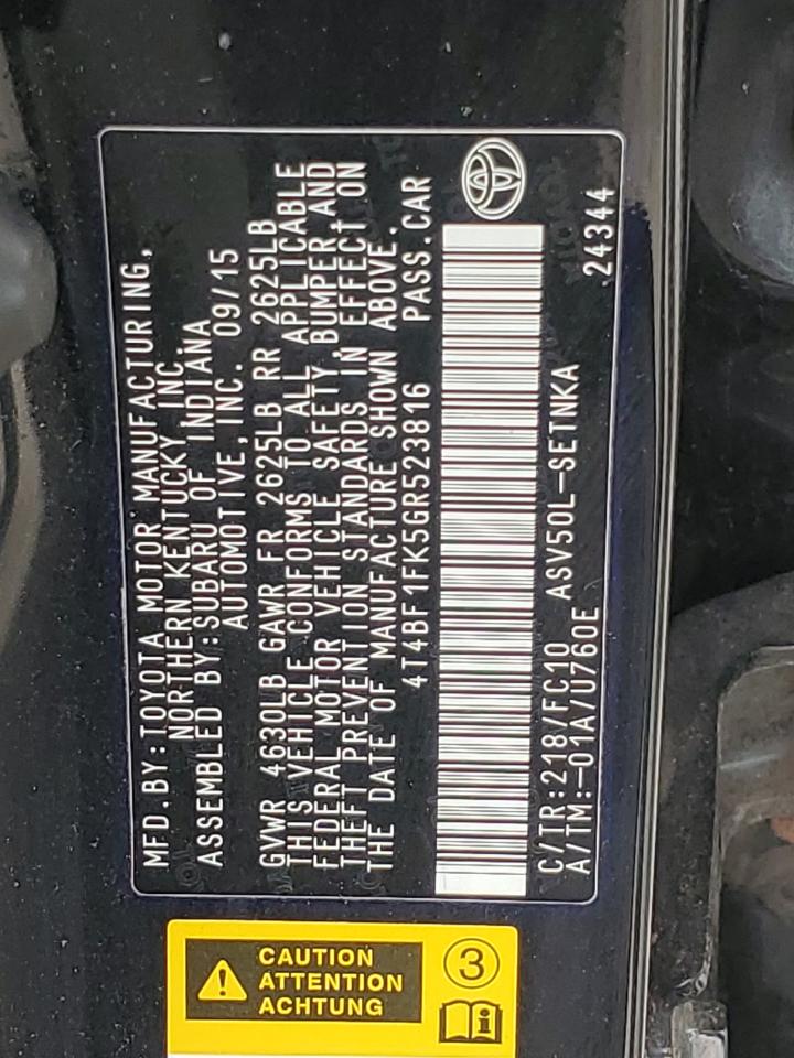 4T4BF1FK5GR523816 2016 TOYOTA CAMRY - Image 12