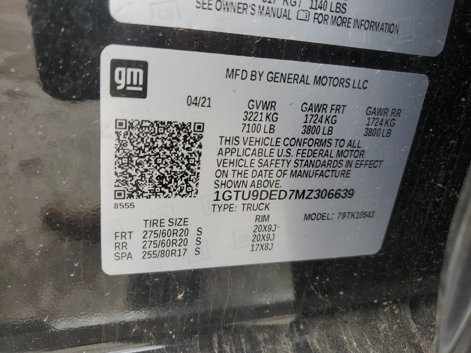 1GTU9DED7MZ306639 2021 GMC Sierra K1500 Slt