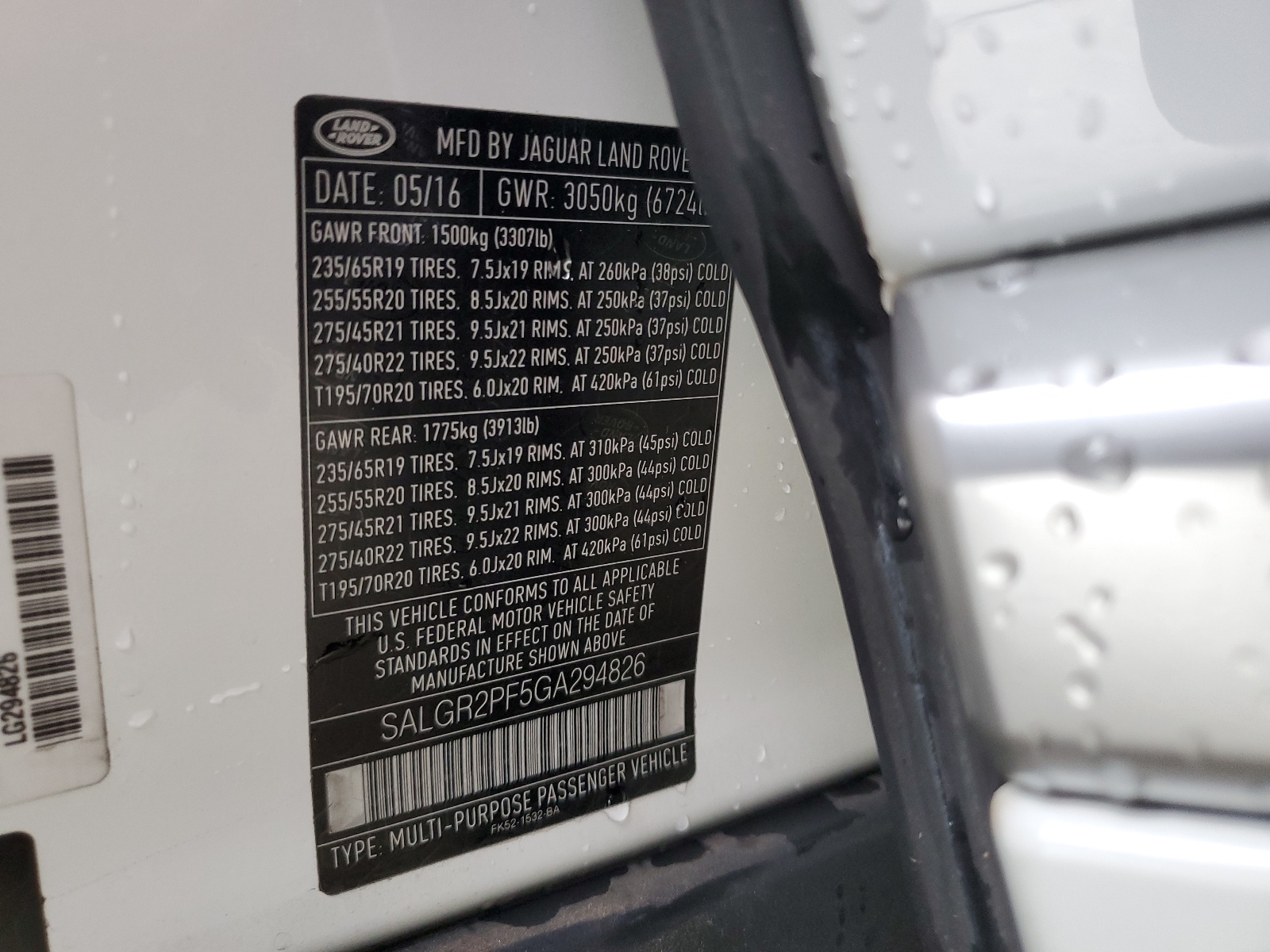 SALGR2PF5GA294826 2016 Land Rover Range Rover