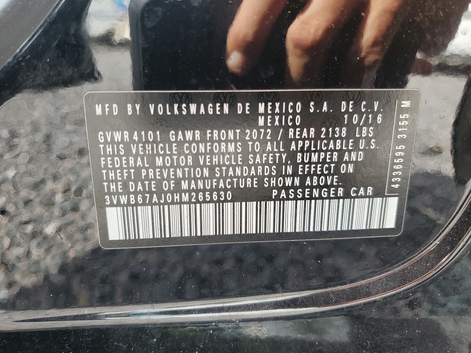 3VWB67AJ0HM265630 2017 Volkswagen Jetta Se