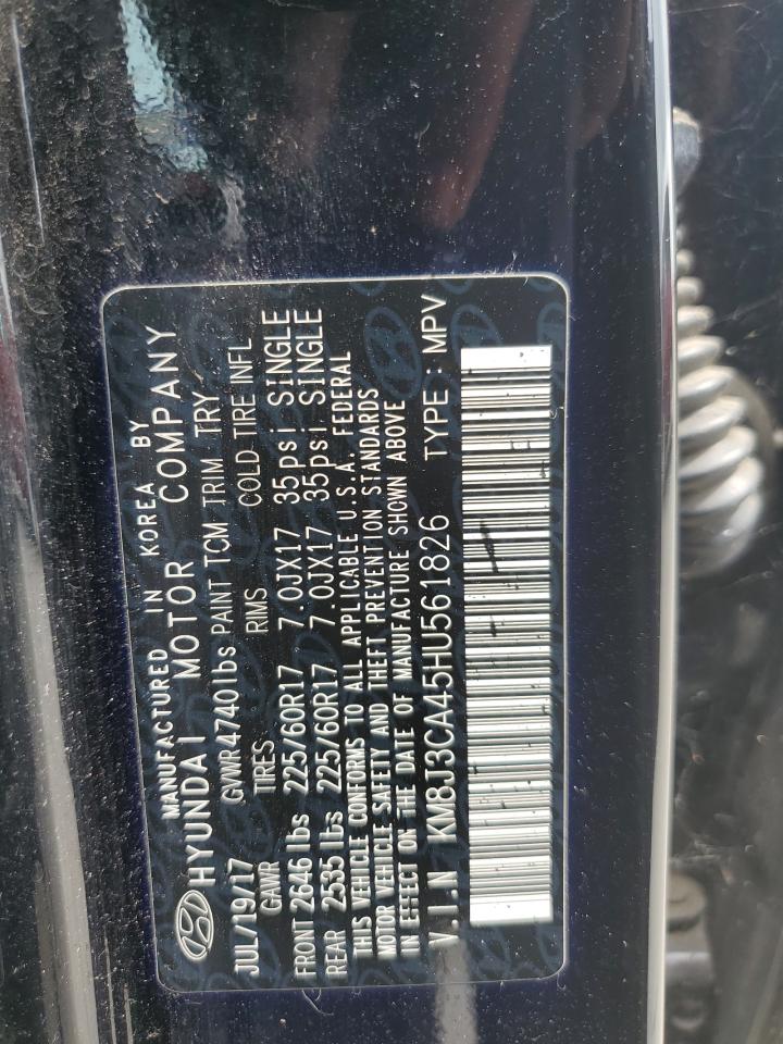 2017 Hyundai Tucson Limited VIN: KM8J3CA45HU561826 Lot: 63902864
