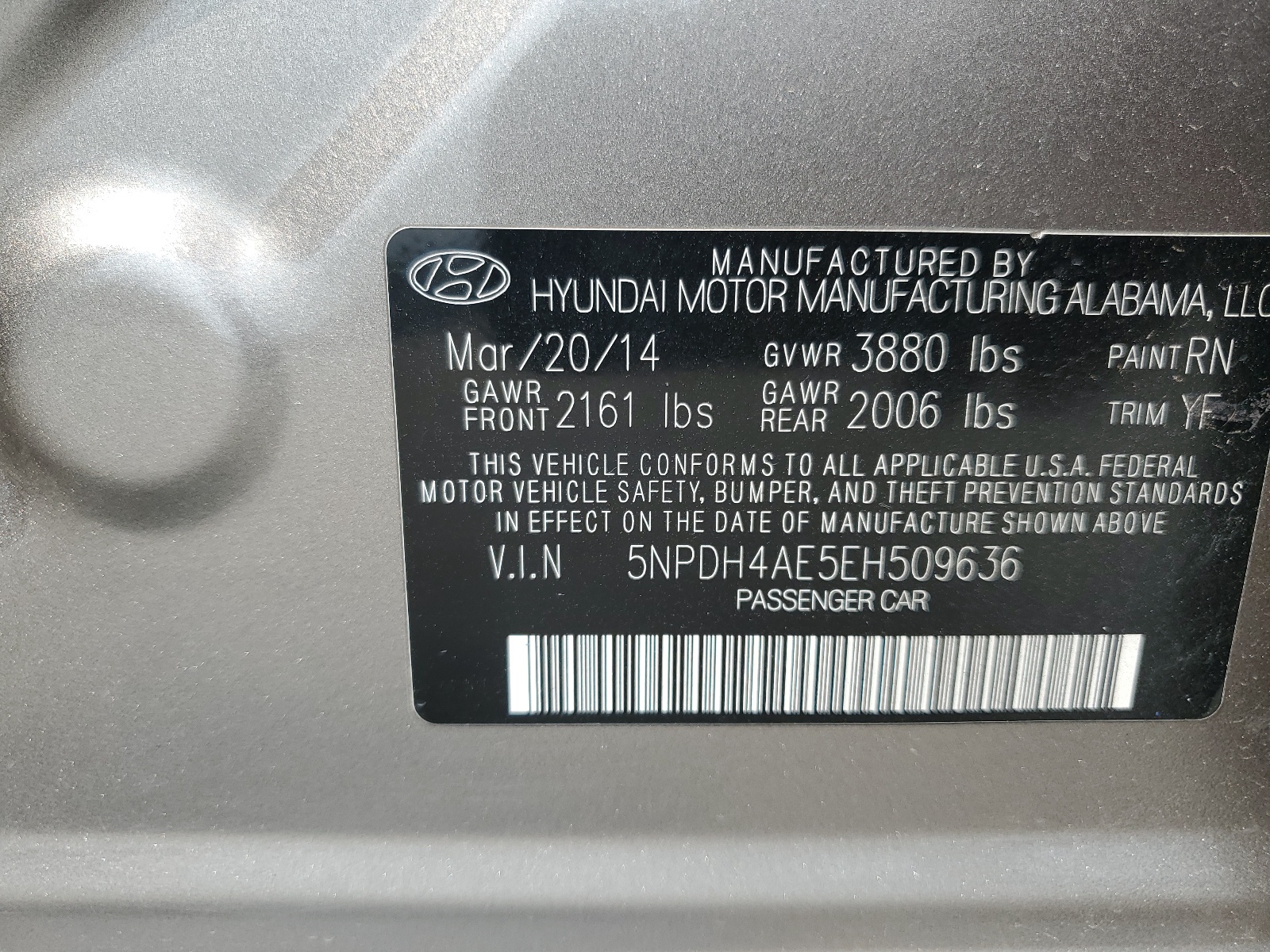 5NPDH4AE5EH509636 2014 Hyundai Elantra Se