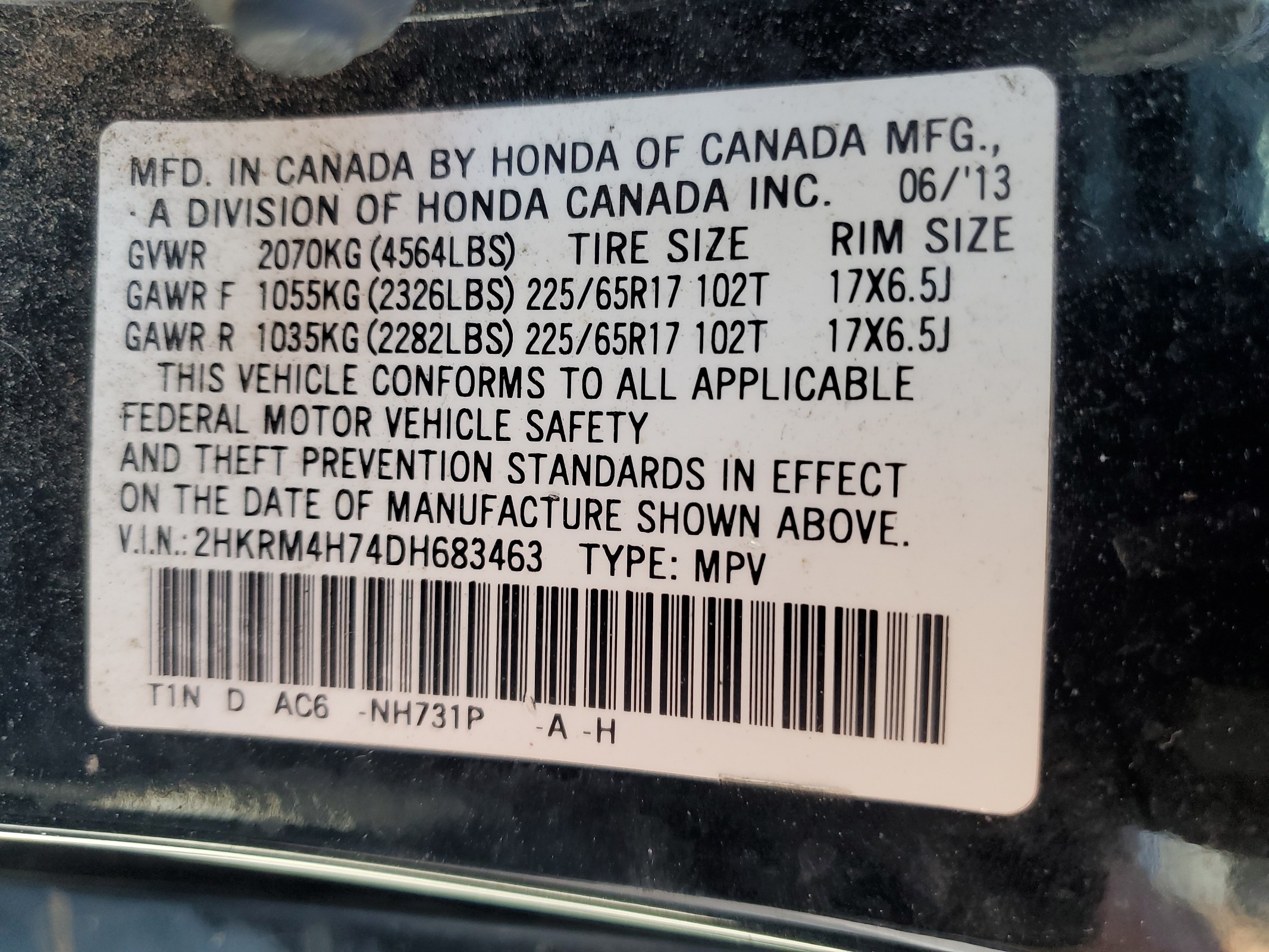 2HKRM4H74DH683463 2013 Honda Cr-V Exl