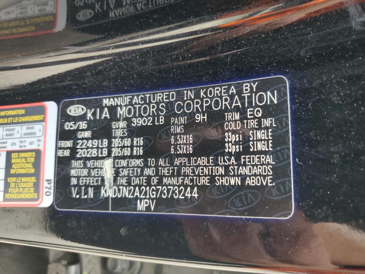 2016 Kia Soul VIN: KNDJN2A21G7373244 Lot: 63404154