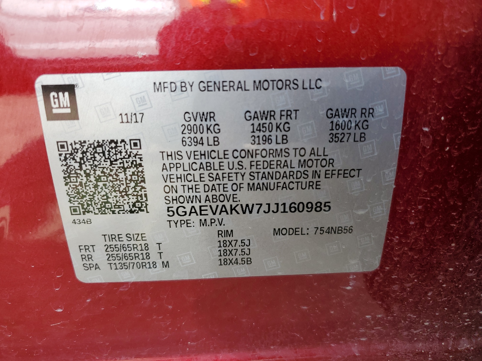 5GAEVAKW7JJ160985 2018 Buick Enclave Essence