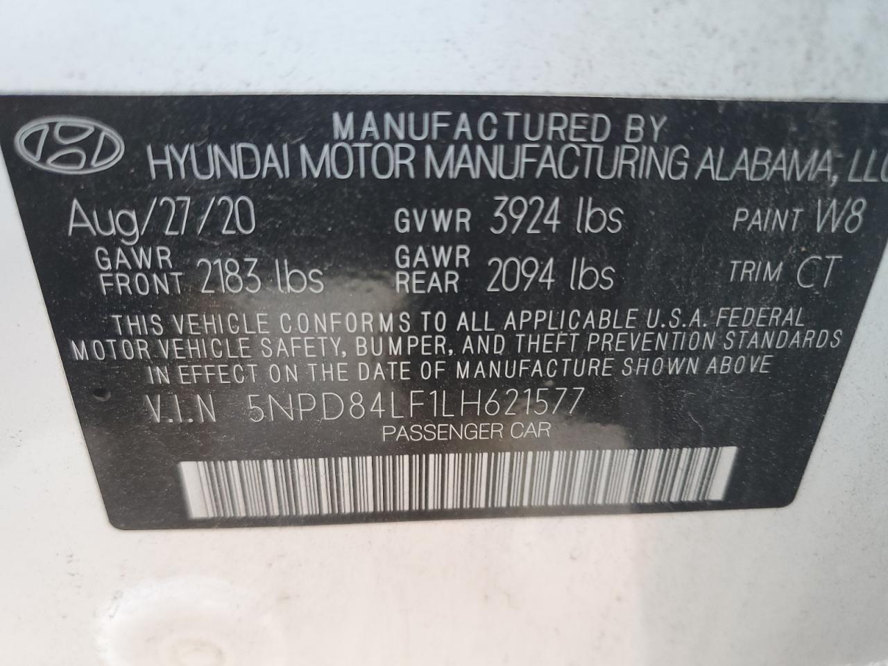 2020 Hyundai Elantra Sel VIN: 5NPD84LF1LH621577 Lot: 63848804