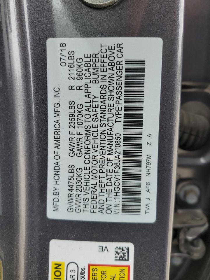 1HGCV1F36JA210850 2018 Honda Accord Sport