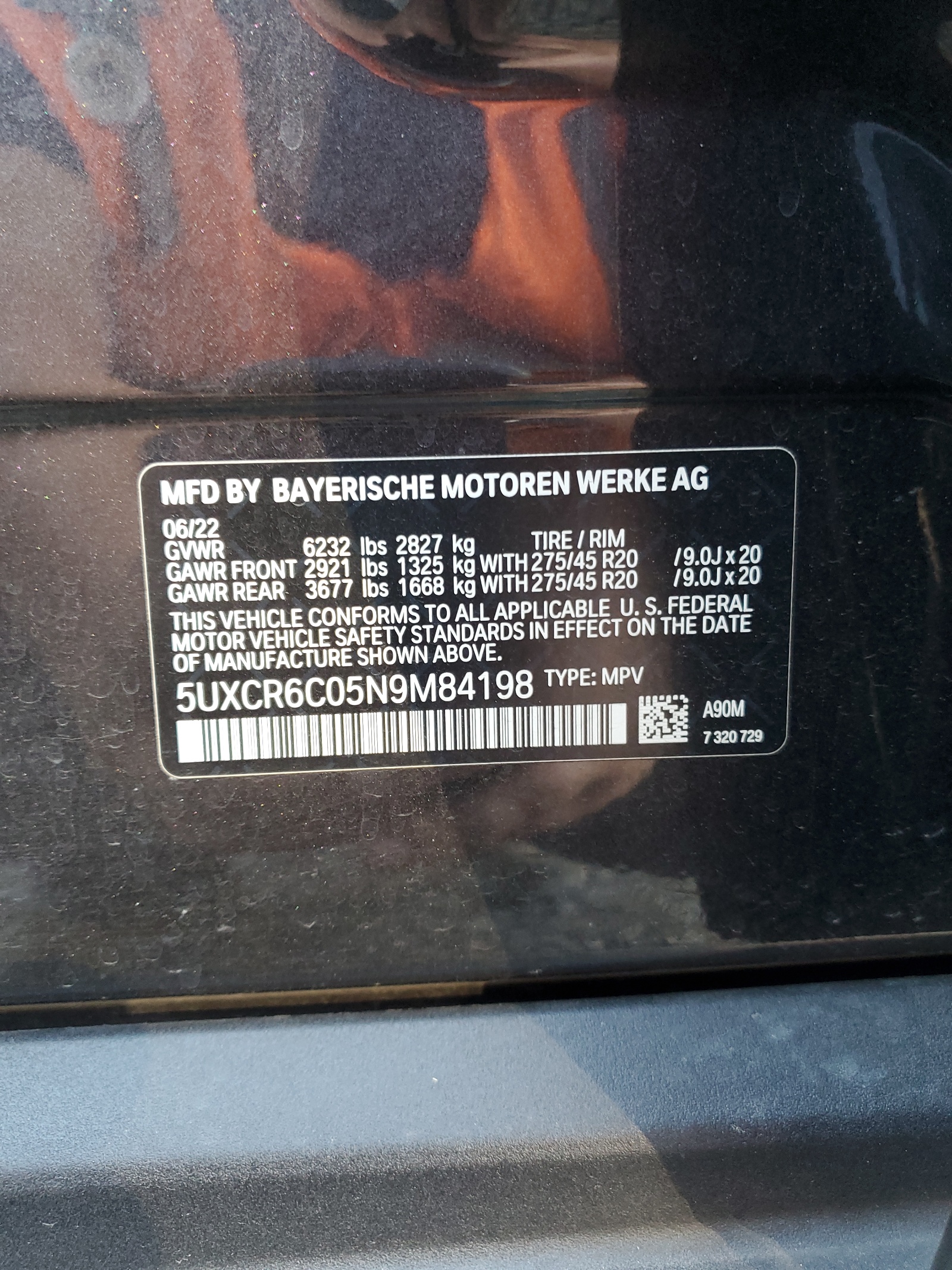 5UXCR6C05N9M84198 2022 BMW X5 xDrive40I