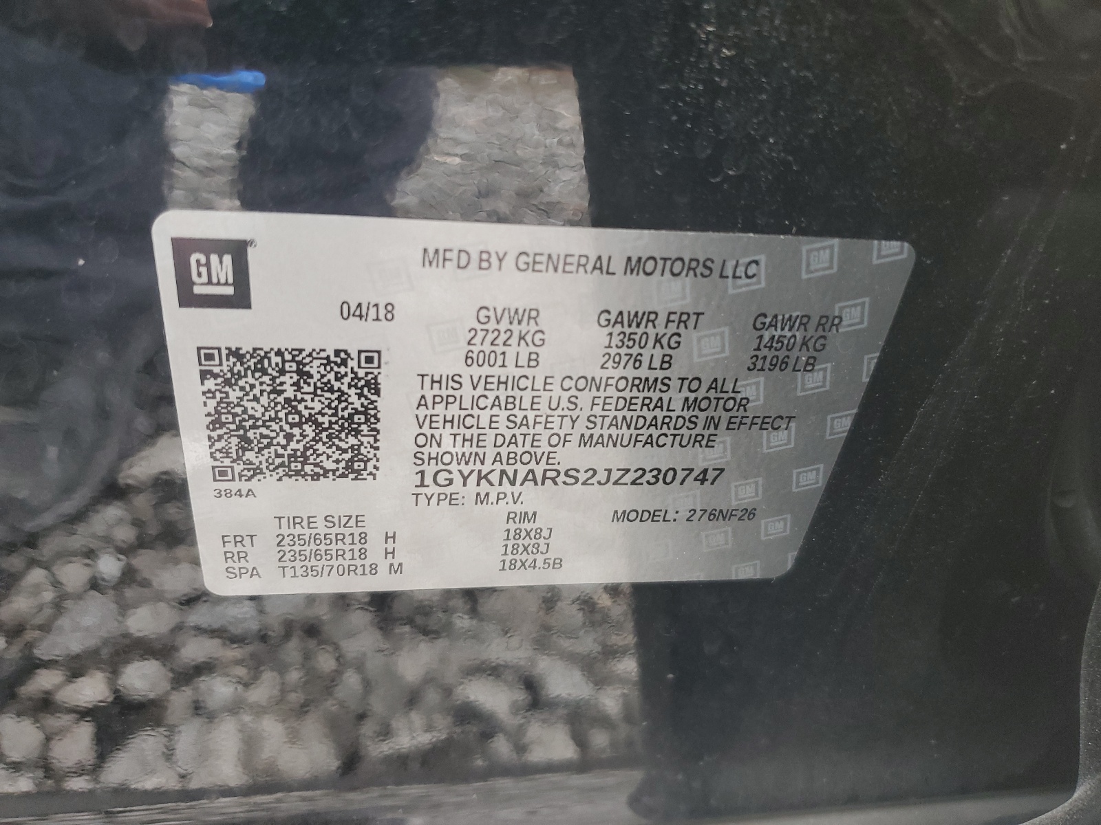 1GYKNARS2JZ230747 2018 Cadillac Xt5