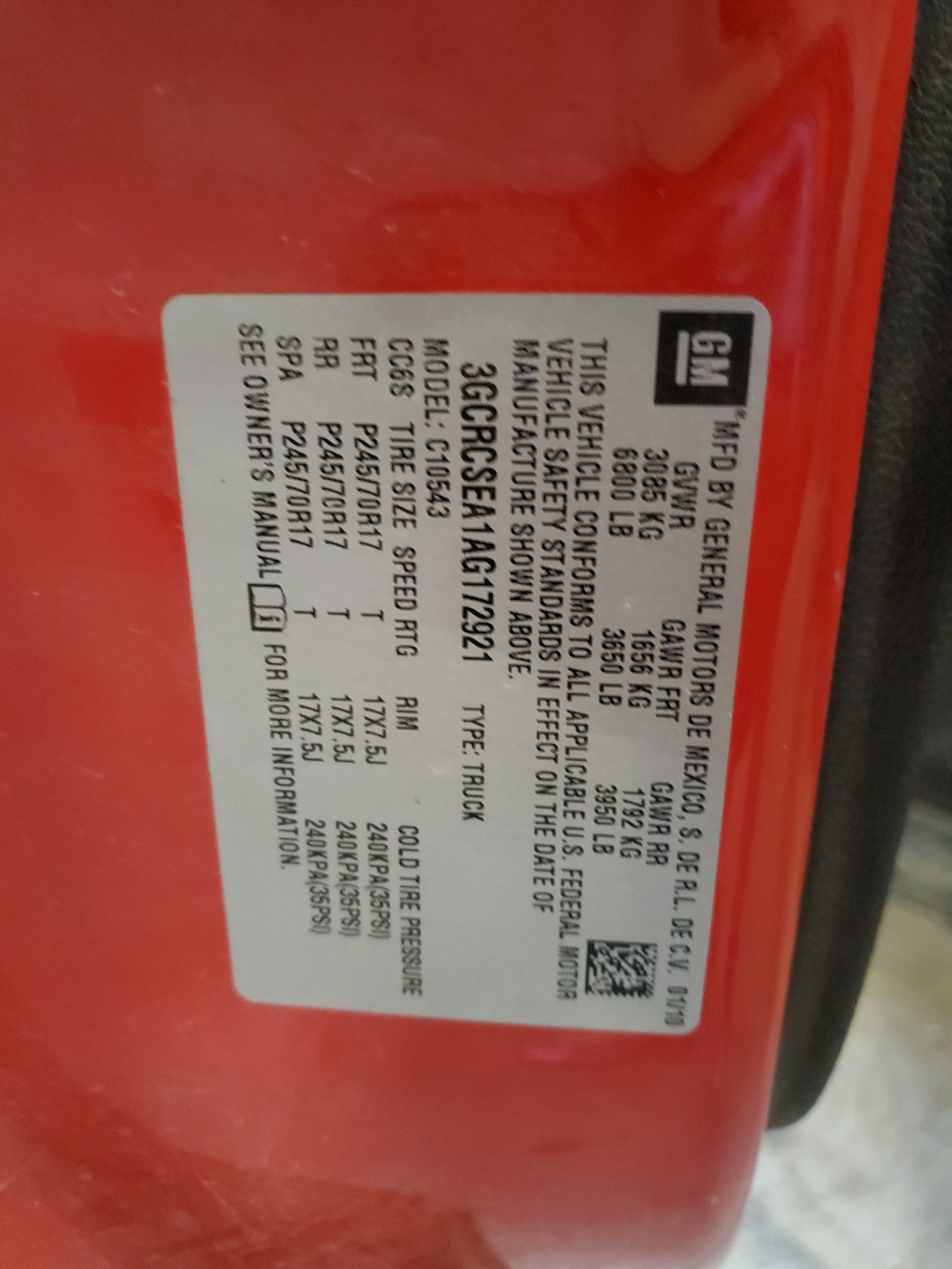 3GCRCSEA1AG172921 2010 Chevrolet Silverado C1500 Lt