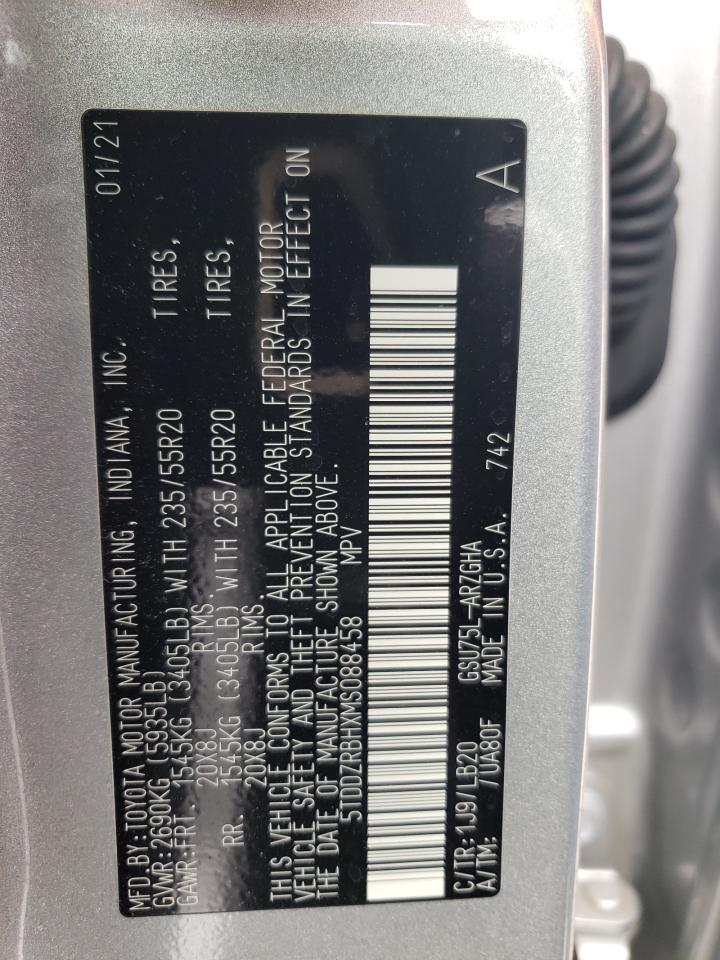 2021 Toyota Highlander Limited VIN: 5TDDZRBHXMS088458 Lot: 63033944