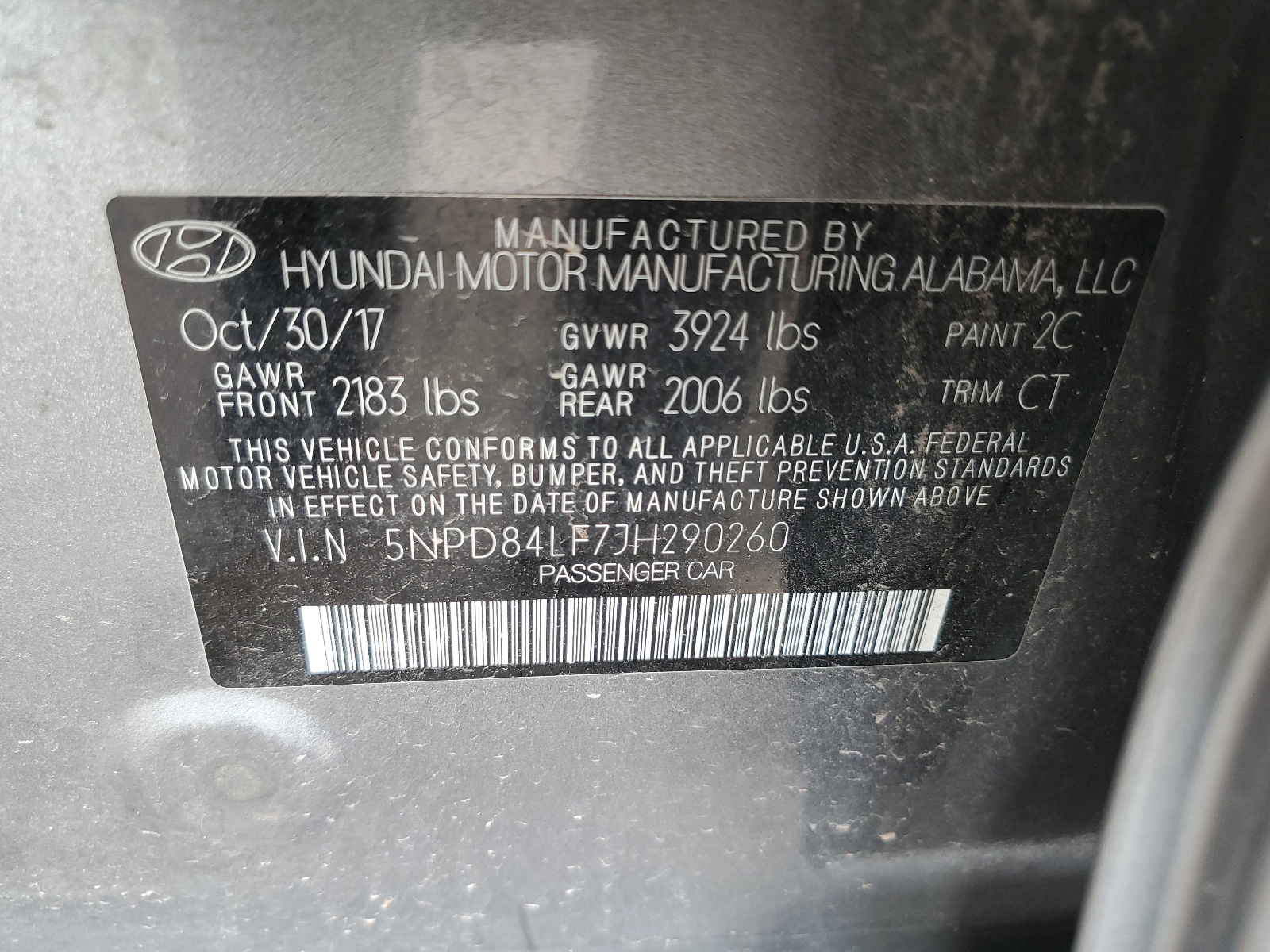 5NPD84LF7JH290260 2018 Hyundai Elantra Sel