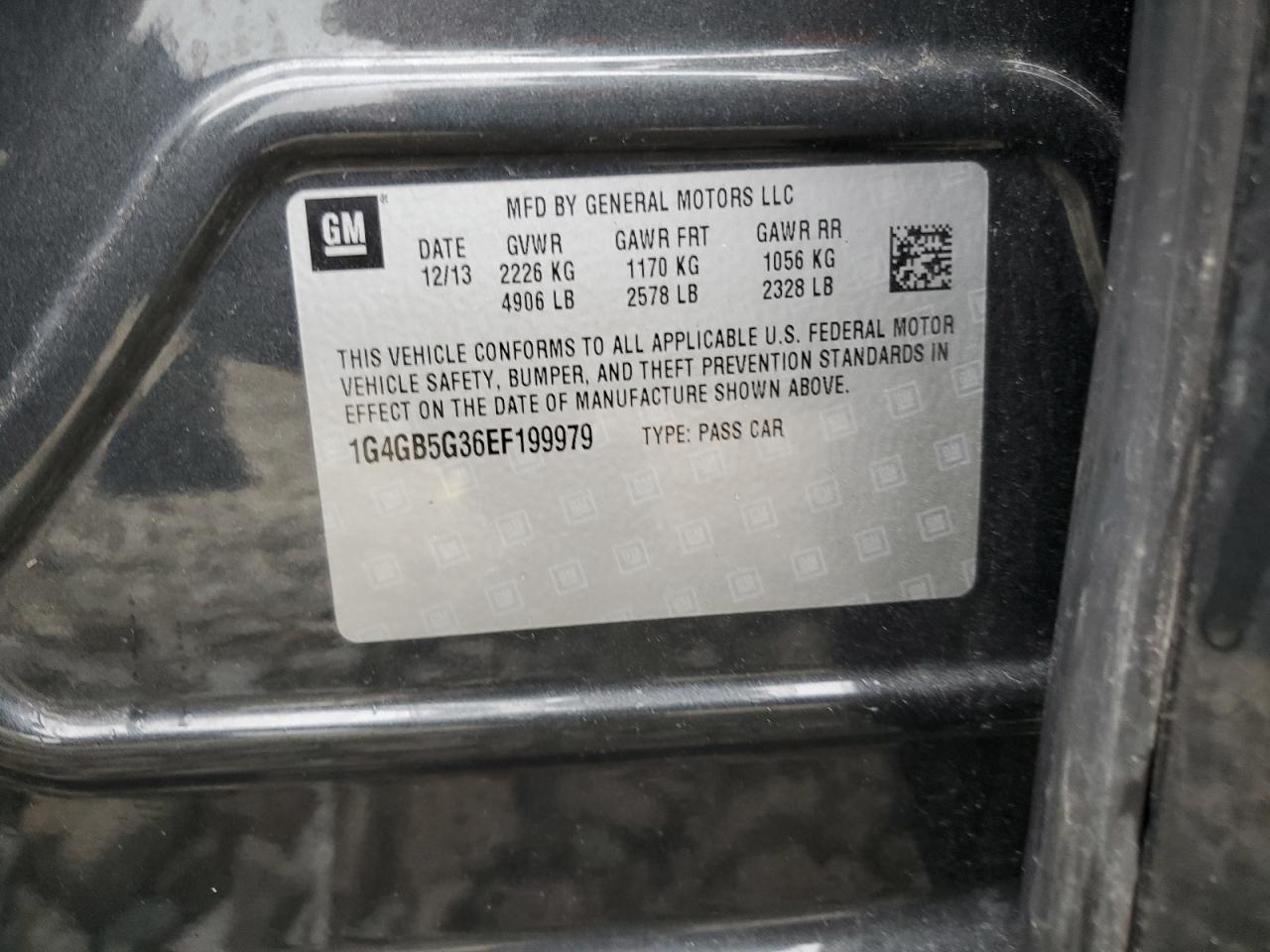 2014 Buick Lacrosse VIN: 1G4GB5G36EF199979 Lot: 62123444
