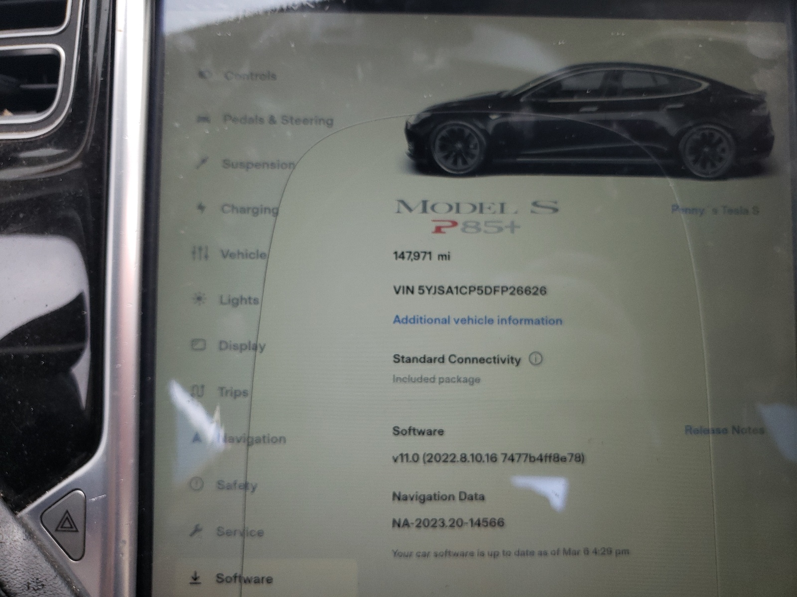 2013 Tesla Model S vin: 5YJSA1CP5DFP26626