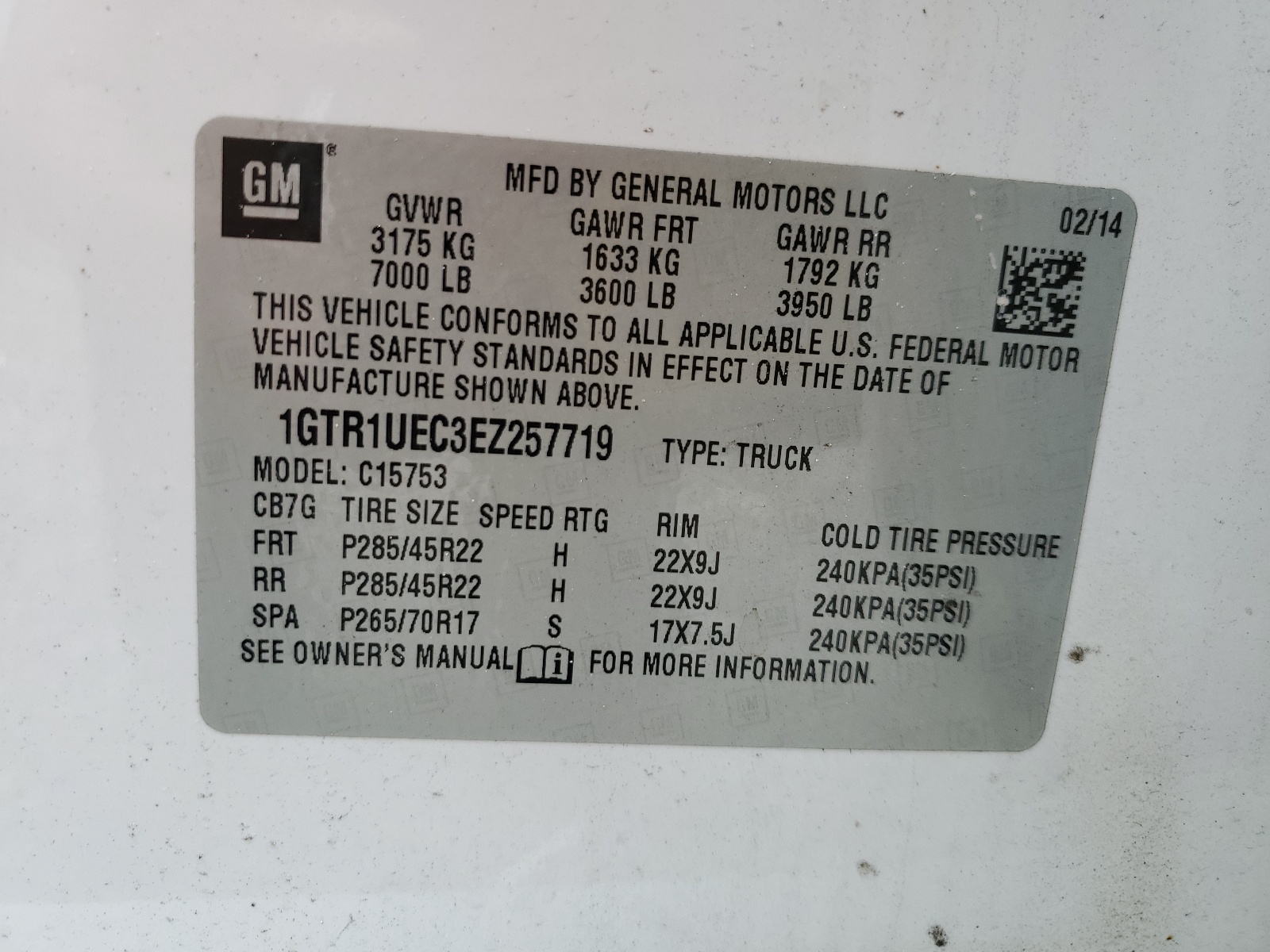 1GTR1UEC3EZ257719 2014 GMC Sierra C1500 Sle