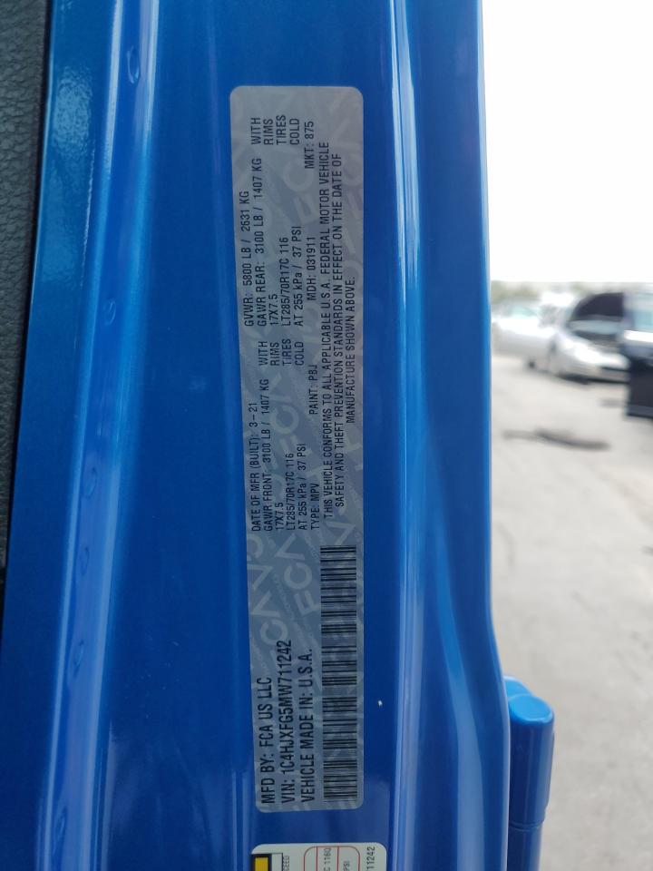 2021 Jeep Wrangler Unlimited Rubicon VIN: 1C4HJXFG5MW711242 Lot: 64245354