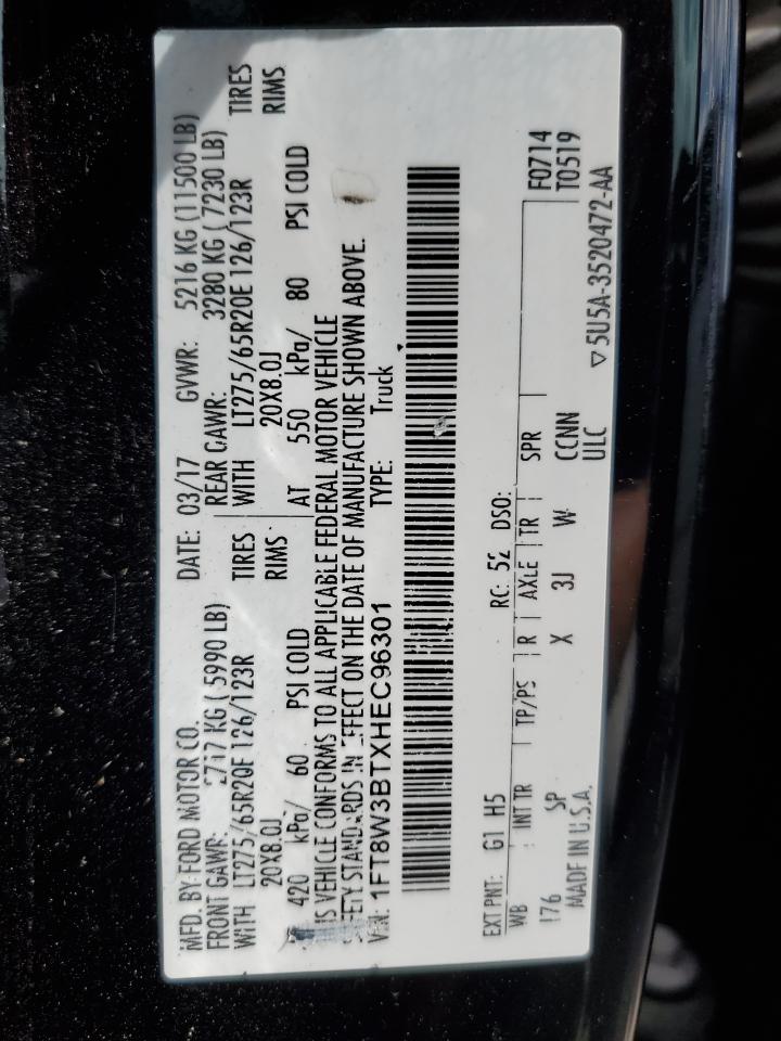 2017 Ford F350 Super Duty VIN: 1FT8W3BTXHEC96301 Lot: 64511884