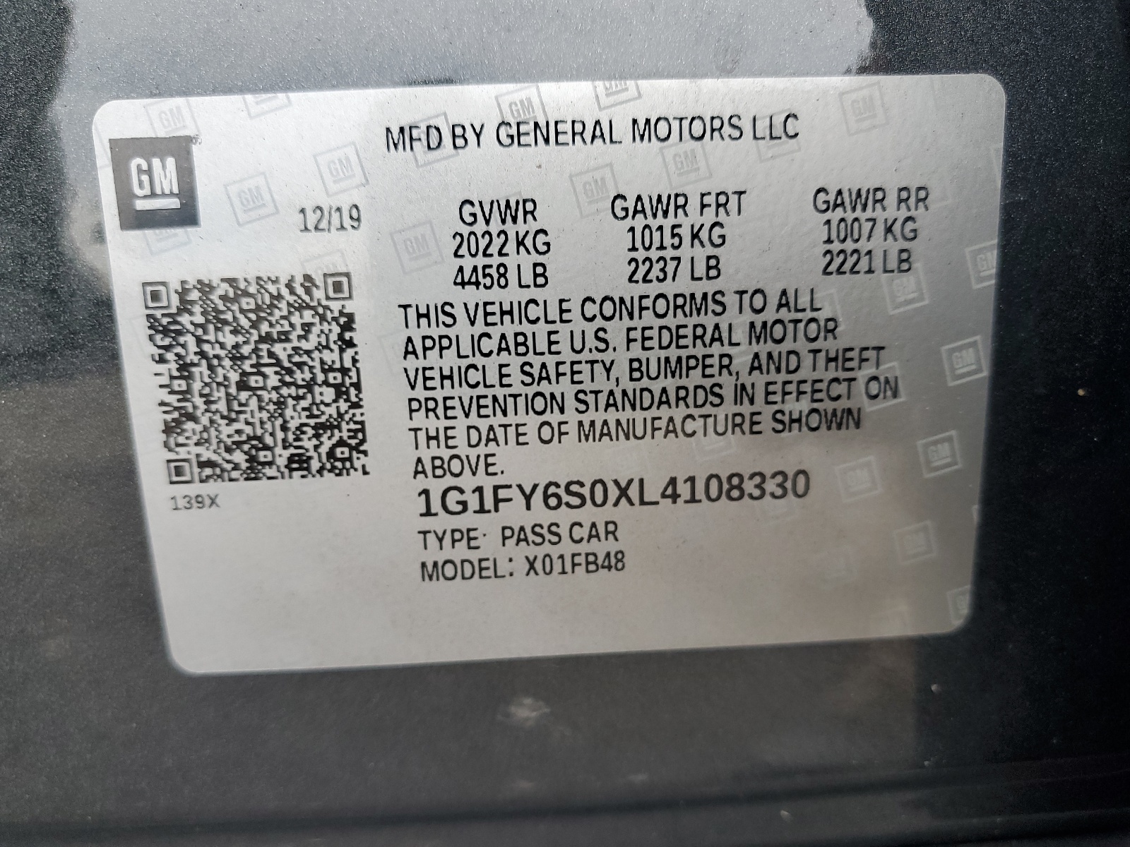 1G1FY6S0XL4108330 2020 Chevrolet Bolt Ev Lt