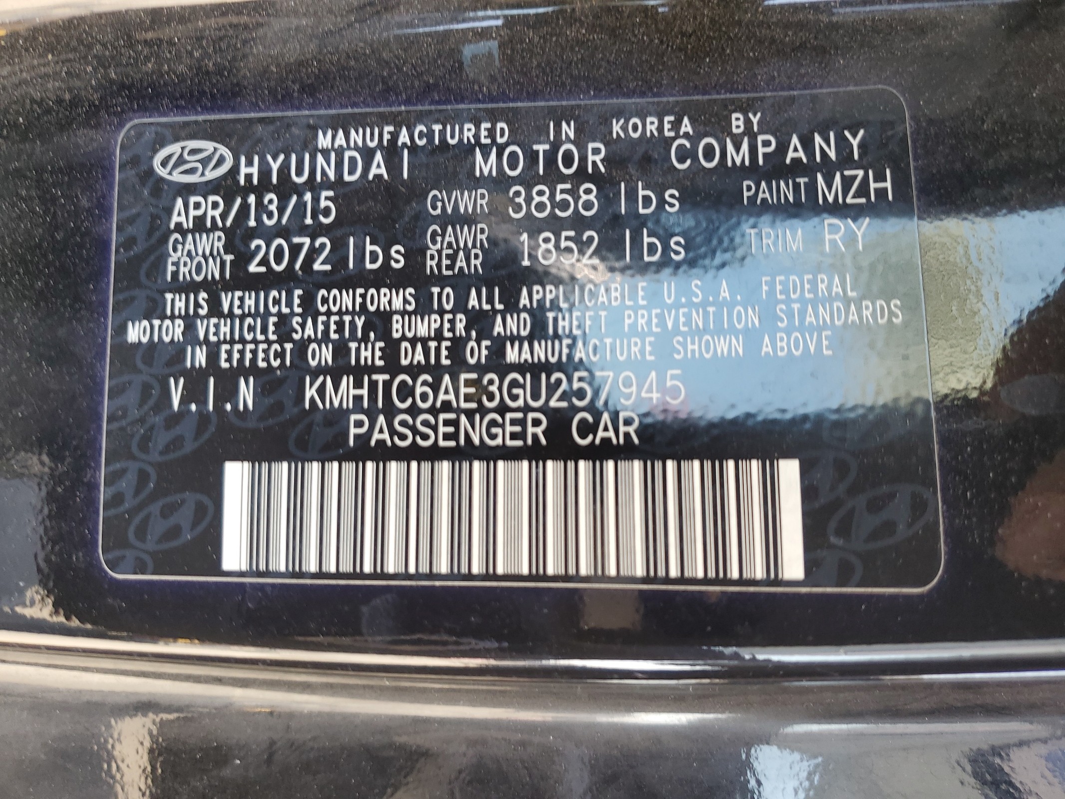 KMHTC6AE3GU257945 2016 Hyundai Veloster Turbo