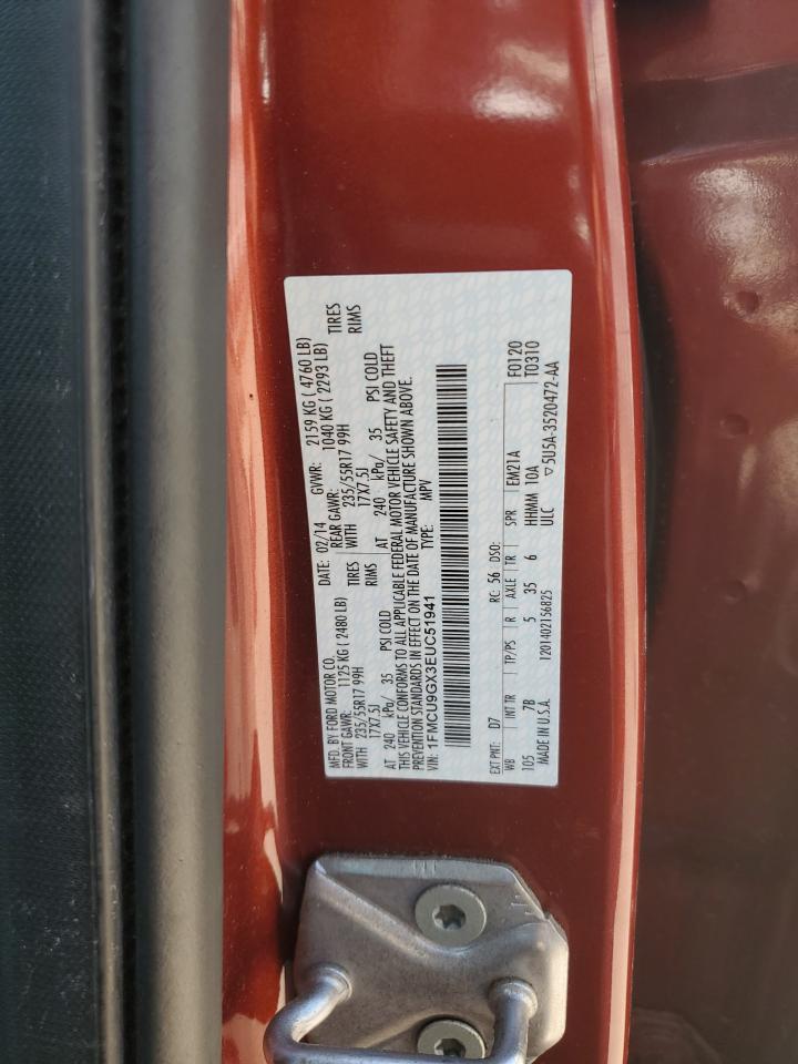 2014 Ford Escape Se VIN: 1FMCU9GX3EUC51941 Lot: 62551204