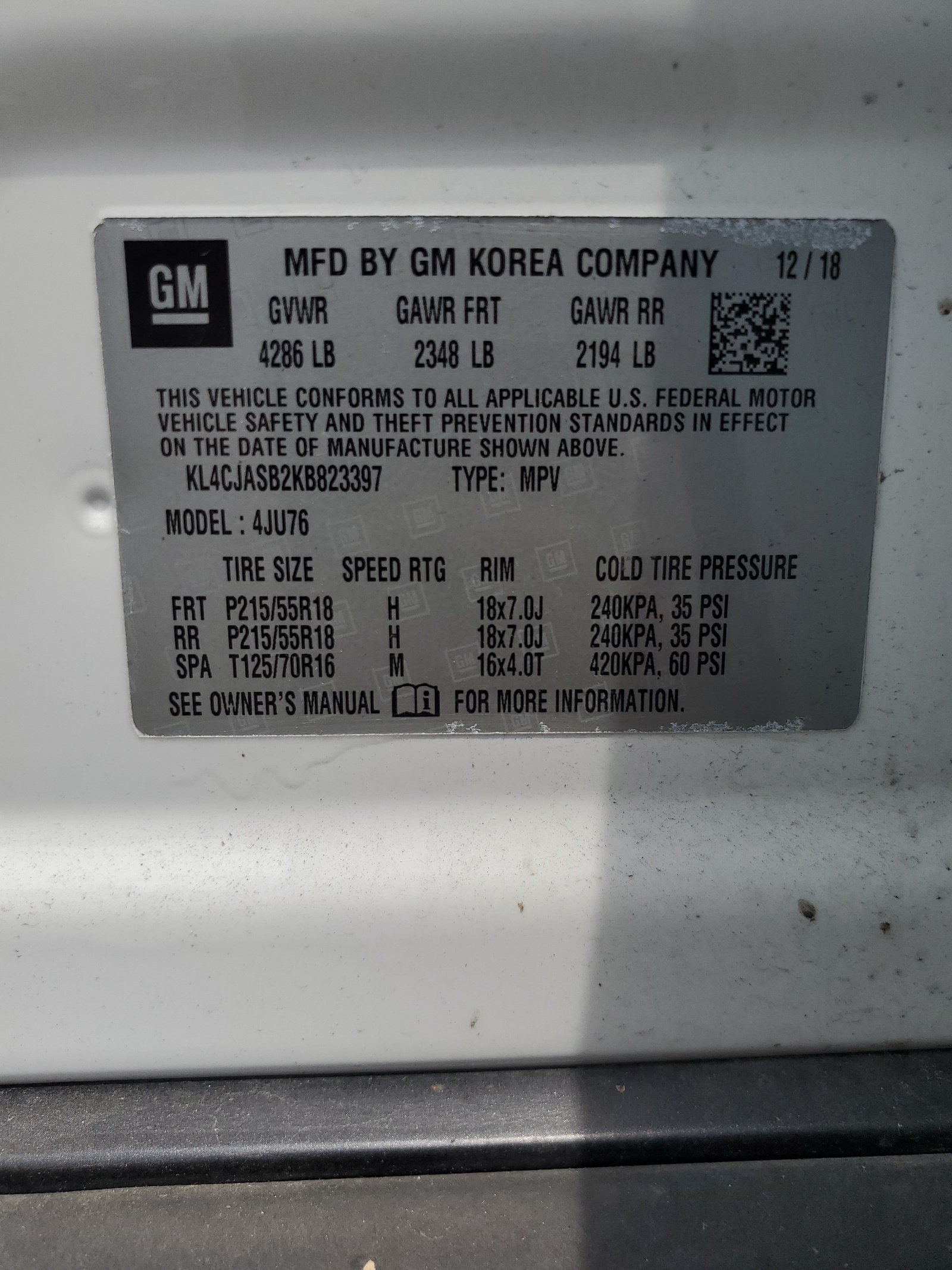 KL4CJASB2KB823397 2019 Buick Encore Preferred