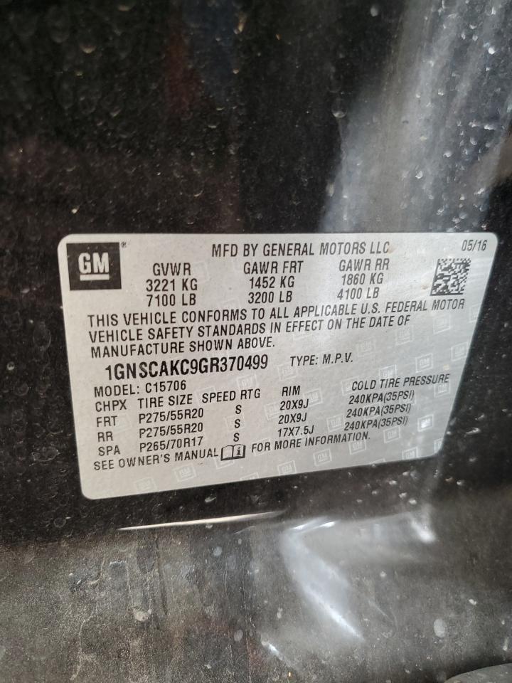 2016 Chevrolet Tahoe C1500 Ls VIN: 1GNSCAKC9GR370499 Lot: 61935924