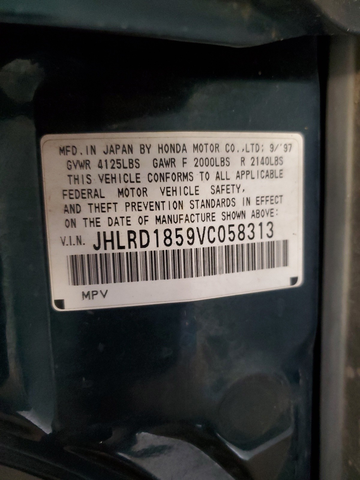 JHLRD1859VC058313 1997 Honda Cr-V Lx
