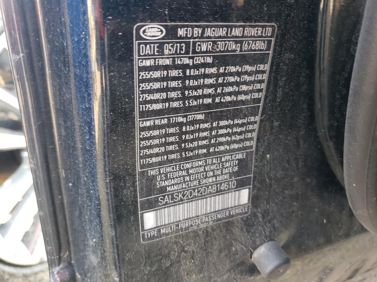 2013 Land Rover Range Rover Sport Hse Luxury VIN: SALSK2D42DA814610 Lot: 63562964