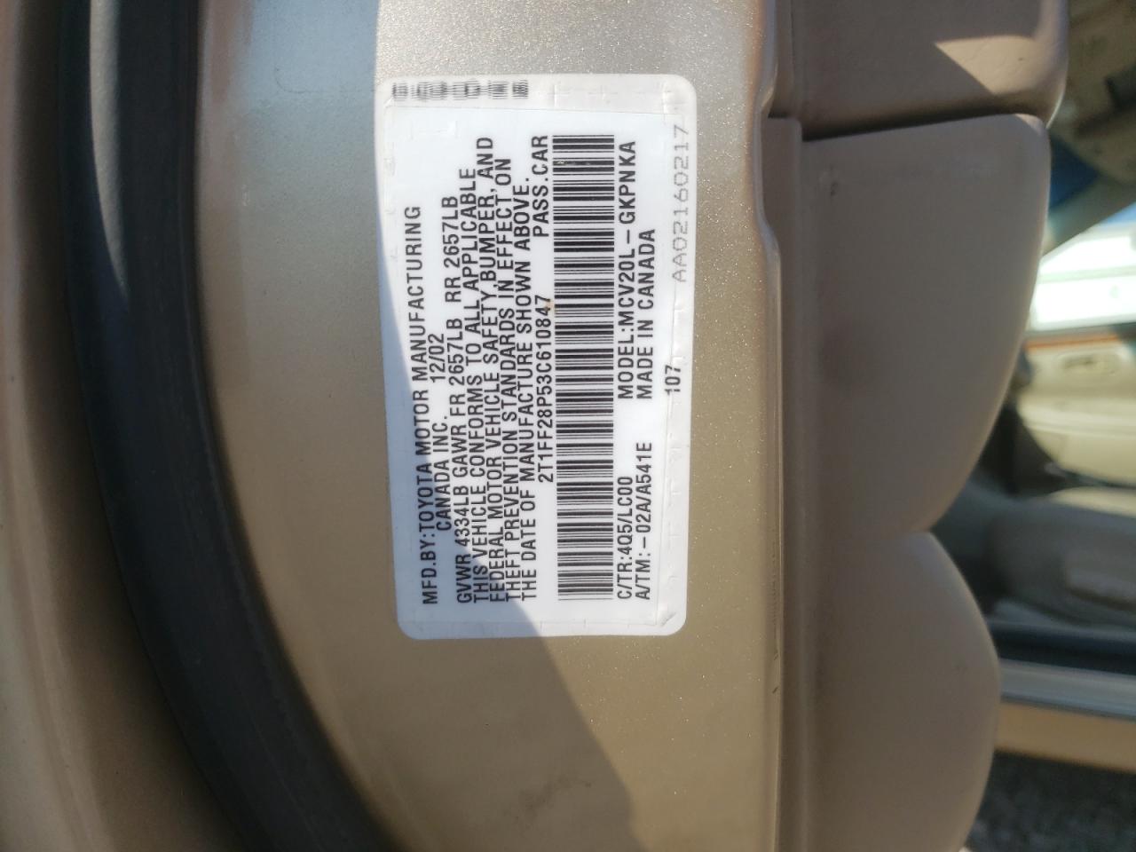 2003 Toyota Camry Solara Se VIN: 2T1FF28P53C610847 Lot: 64806624