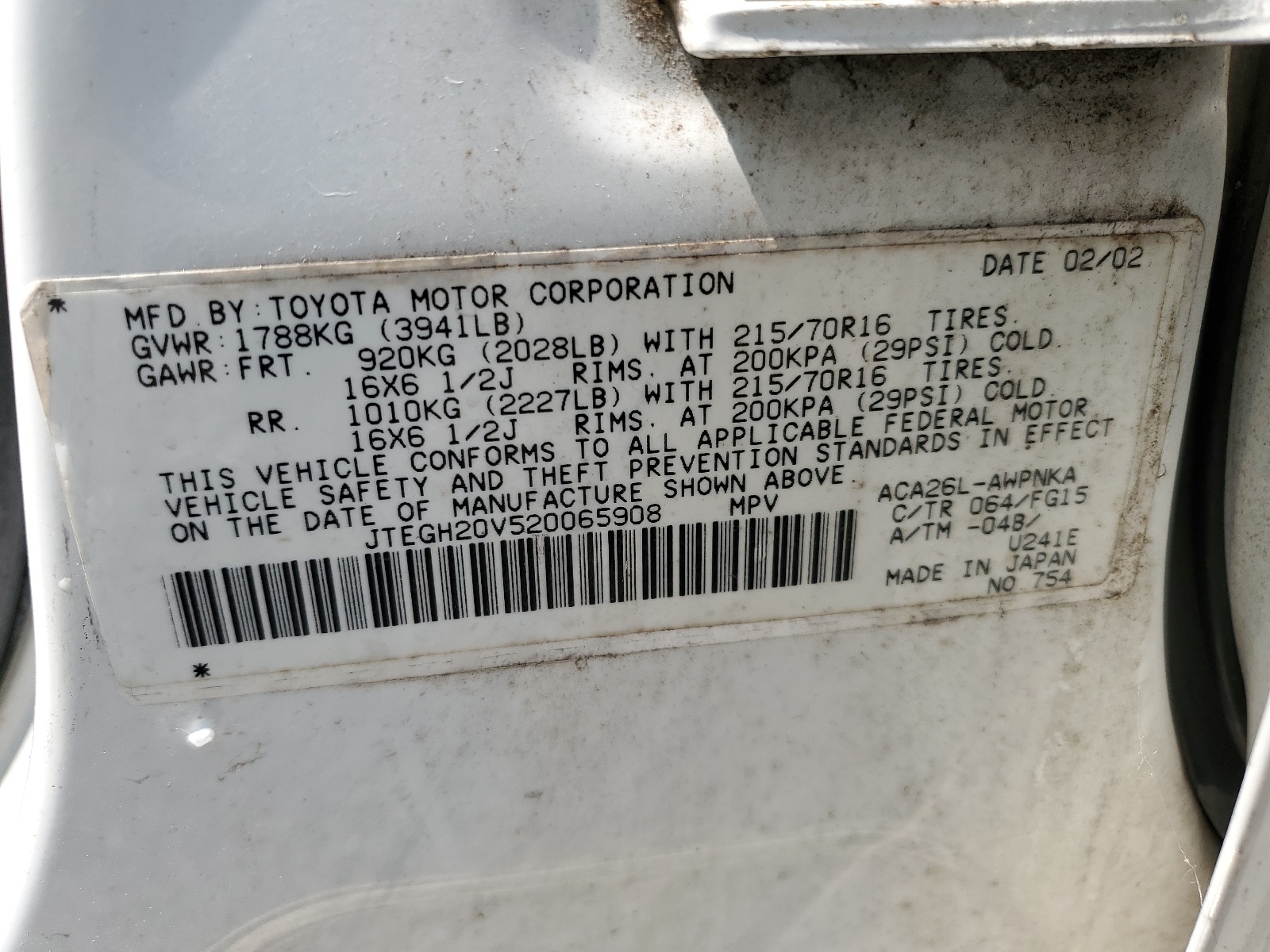 JTEGH20V520065908 2002 Toyota Rav4