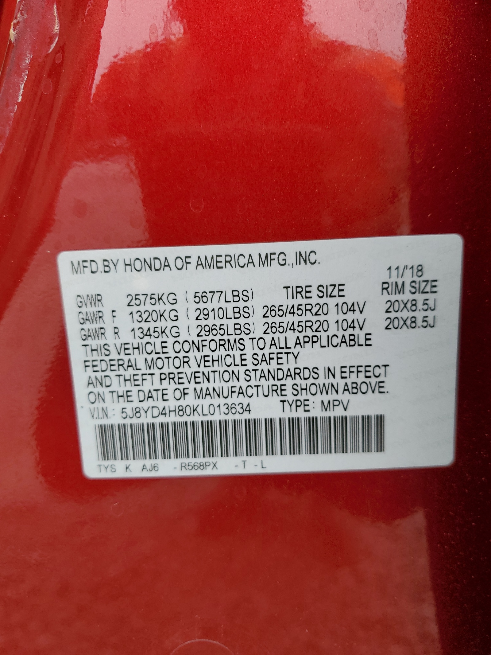 5J8YD4H80KL013634 2019 Acura Mdx Advance