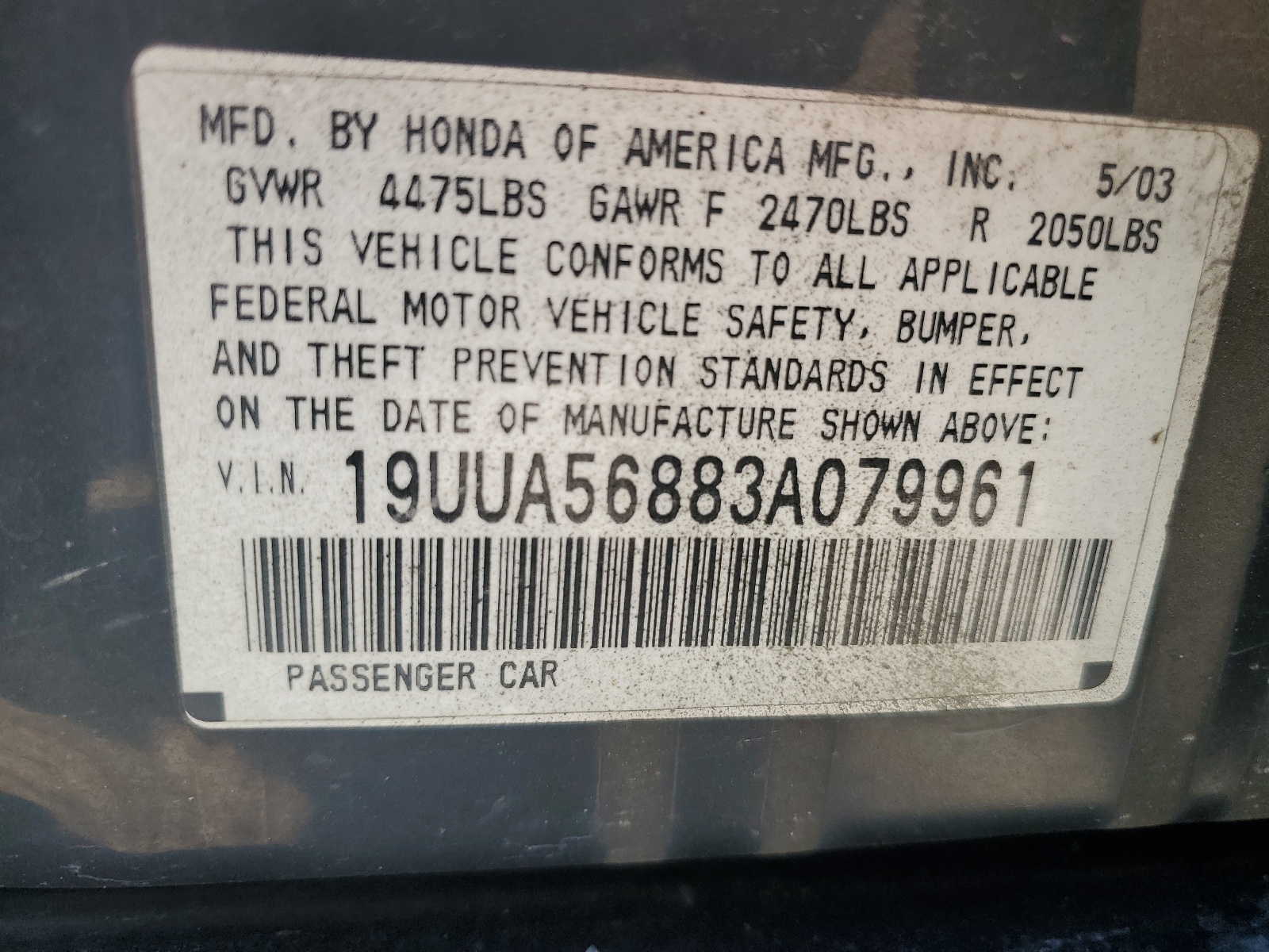 19UUA56883A079961 2003 Acura 3.2Tl Type-S