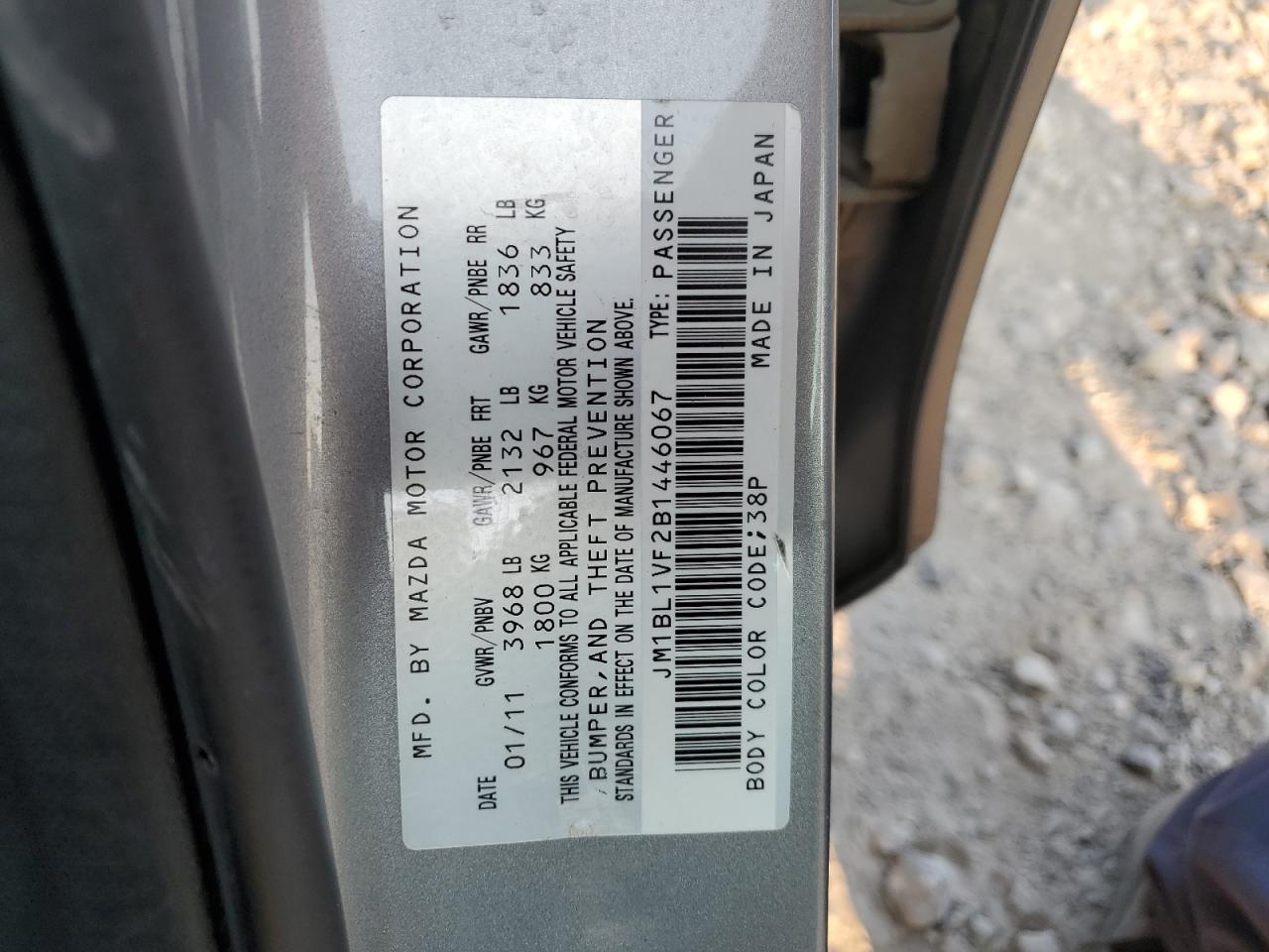 2011 Mazda 3 I VIN: JM1BL1VF2B1446067 Lot: 62482504