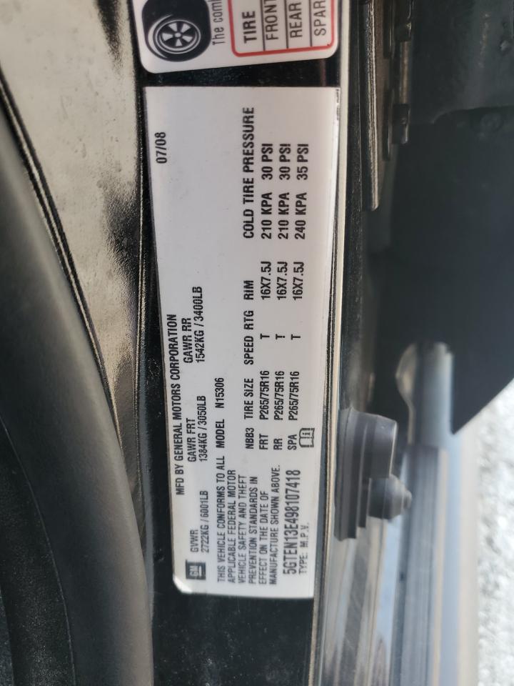 2009 Hummer H3 VIN: 5GTEN13E498107418 Lot: 64500874