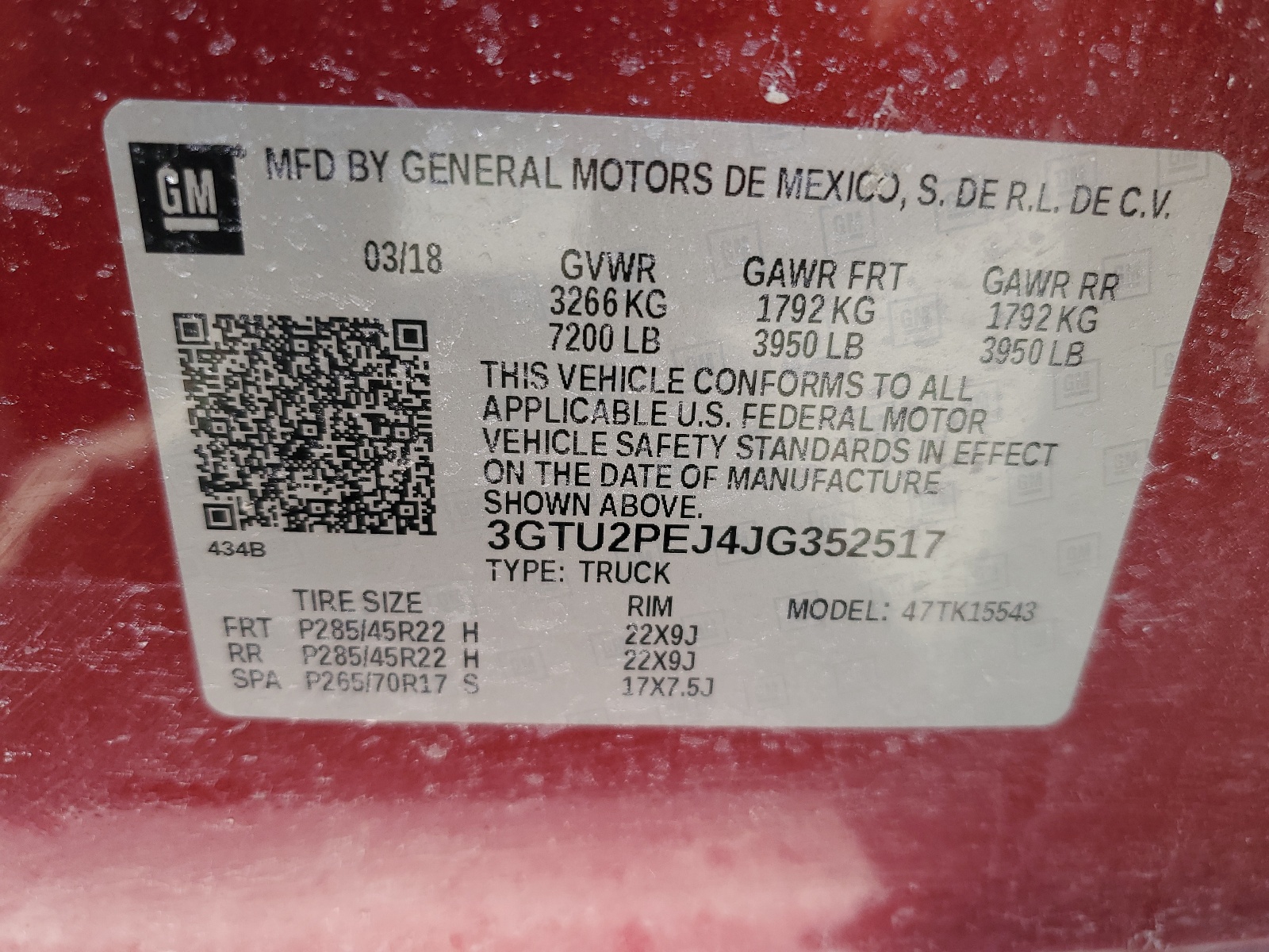 3GTU2PEJ4JG352517 2018 GMC Sierra K1500 Denali