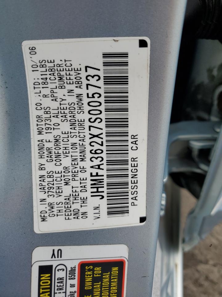2007 Honda Civic Hybrid VIN: JHMFA362X7S005737 Lot: 64393854