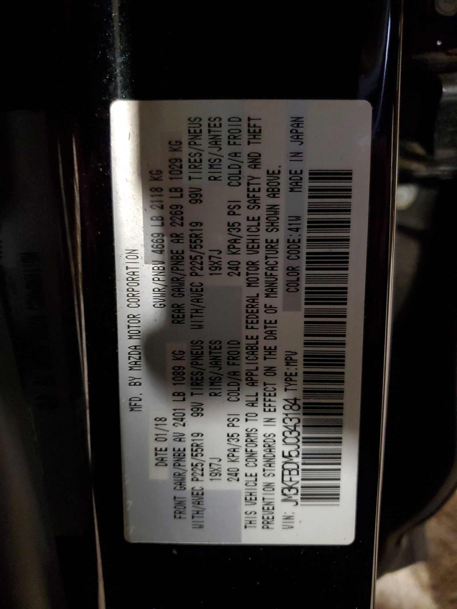 JM3KFBDM5J0343184 2018 Mazda Cx-5 Grand Touring