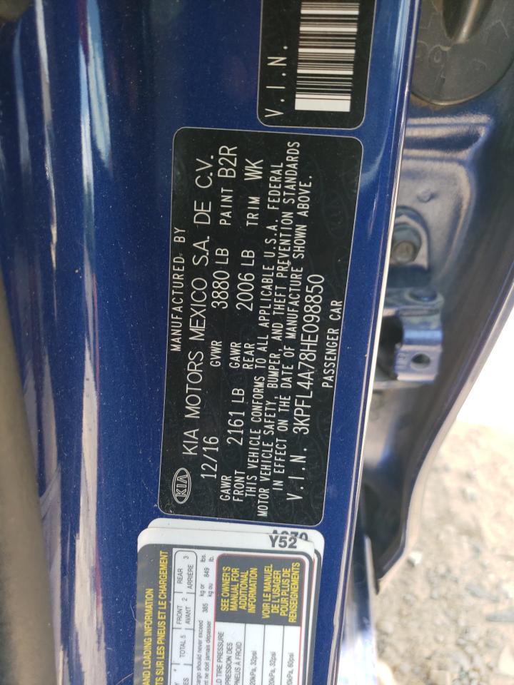 2017 Kia Forte Lx VIN: 3KPFL4A78HE098850 Lot: 61878254