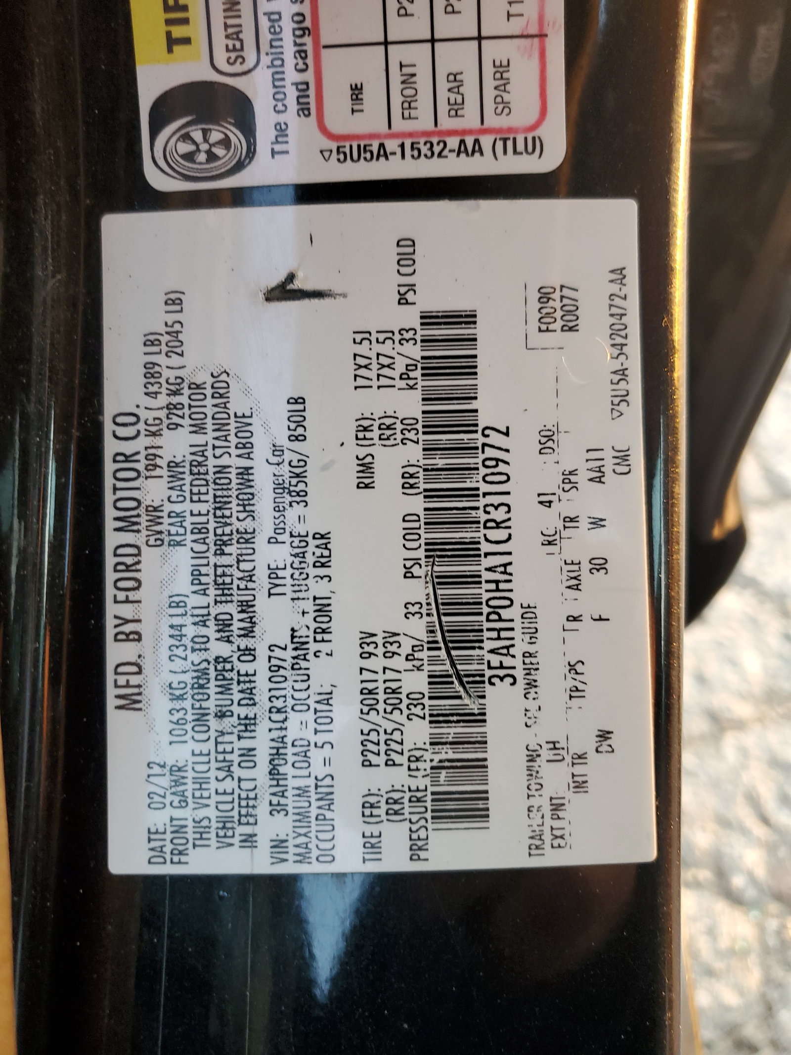 3FAHP0HA1CR310972 2012 Ford Fusion Se