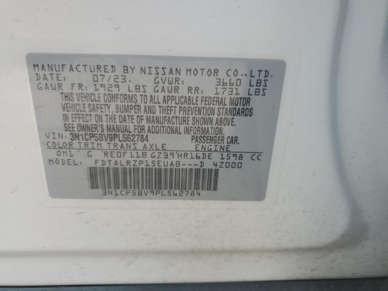 3N1CP5BV9PL562784 2023 Nissan Kicks S