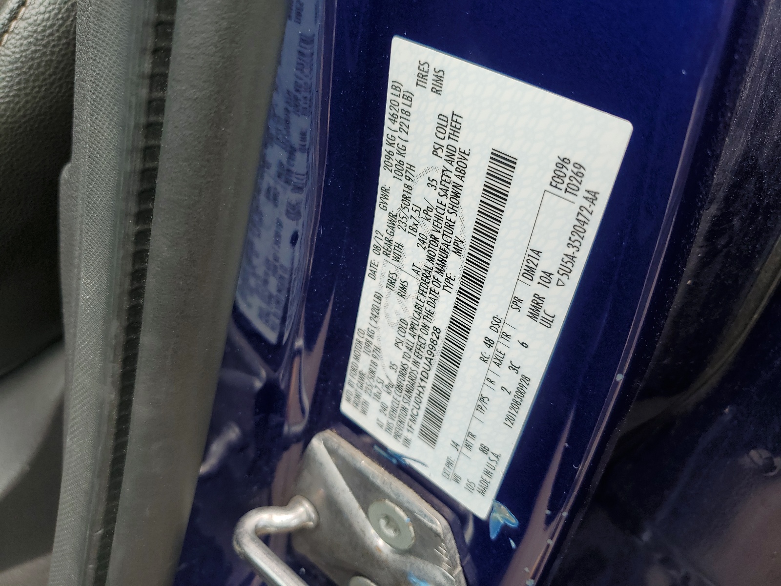 1FMCU0HX1DUA99828 2013 Ford Escape Sel